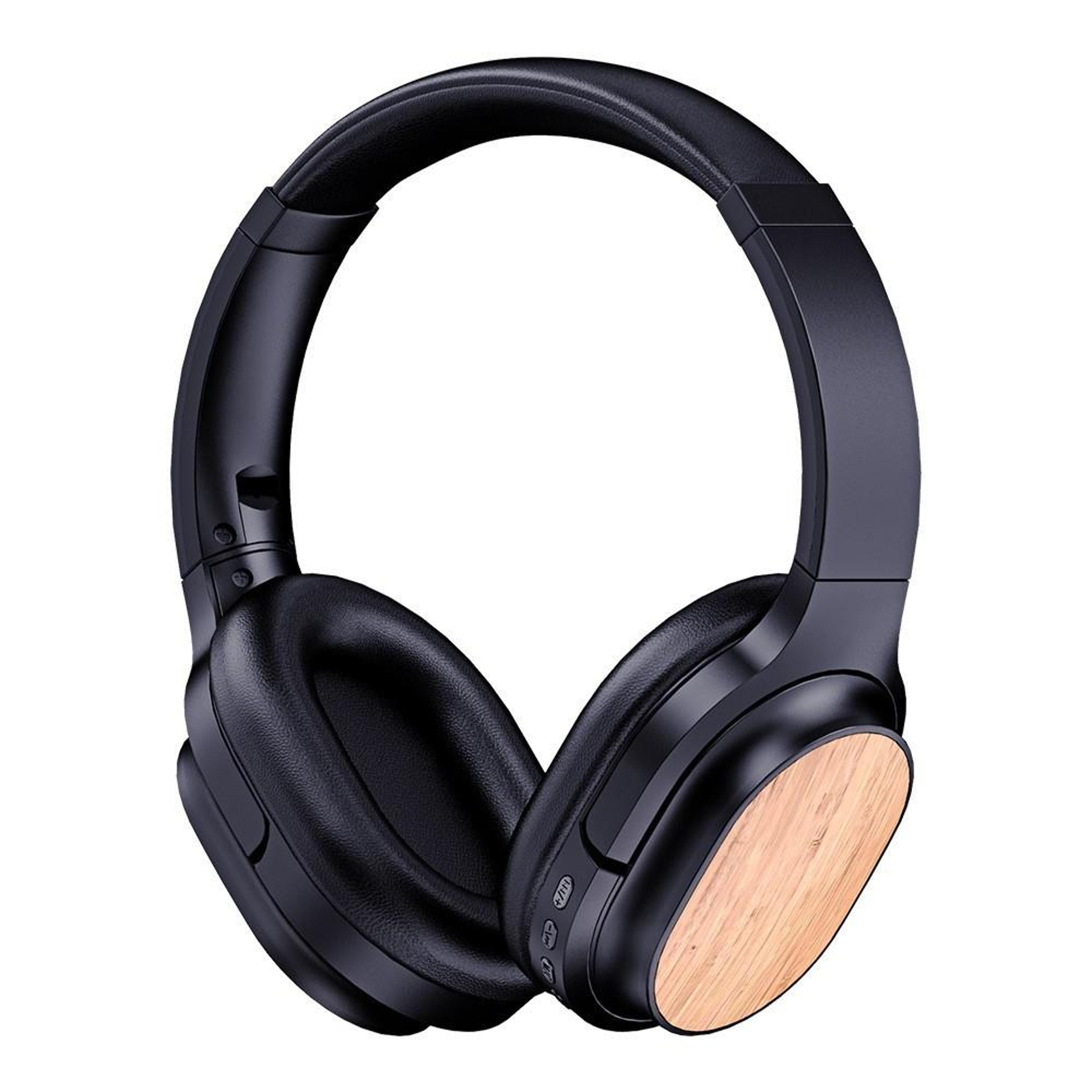 bamboo wood bluetooth headphones with fm radio, tf card & aux stereo sound