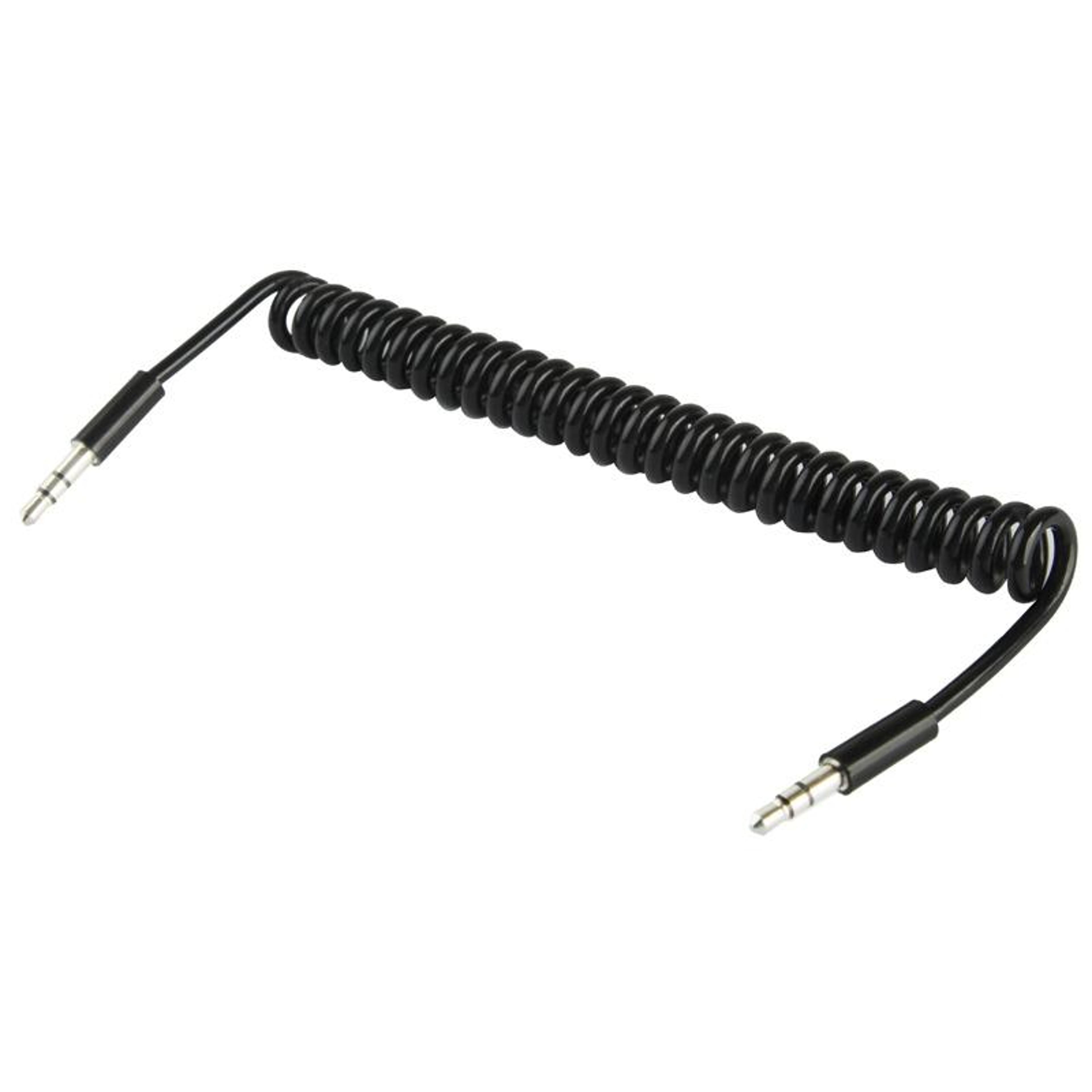 spring coiled 3.5mm aux cable for car stereo, phones & headphones portable audio connector