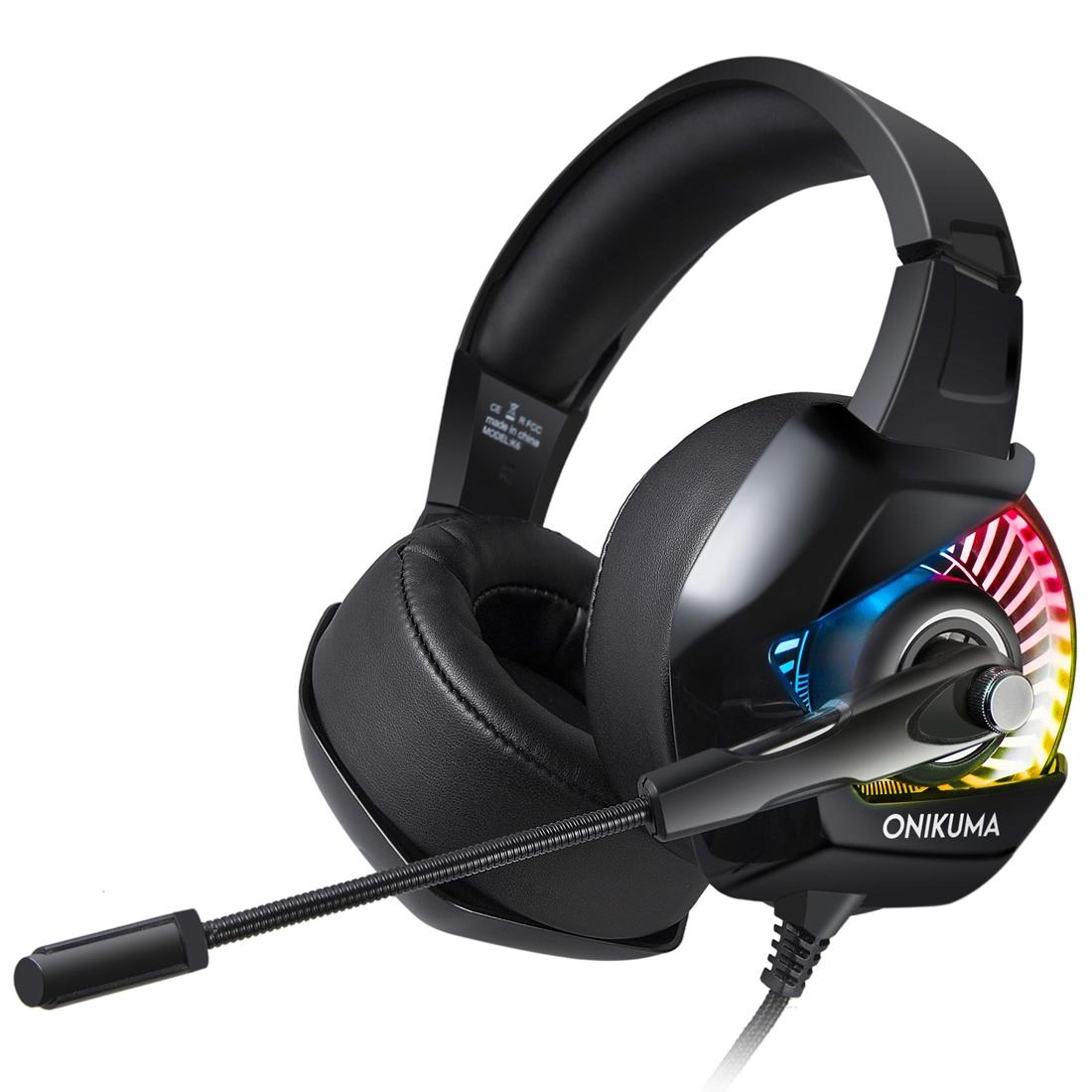 onikuma k6 rgb gaming headset with noise cancelling mic and stereo bass sound
