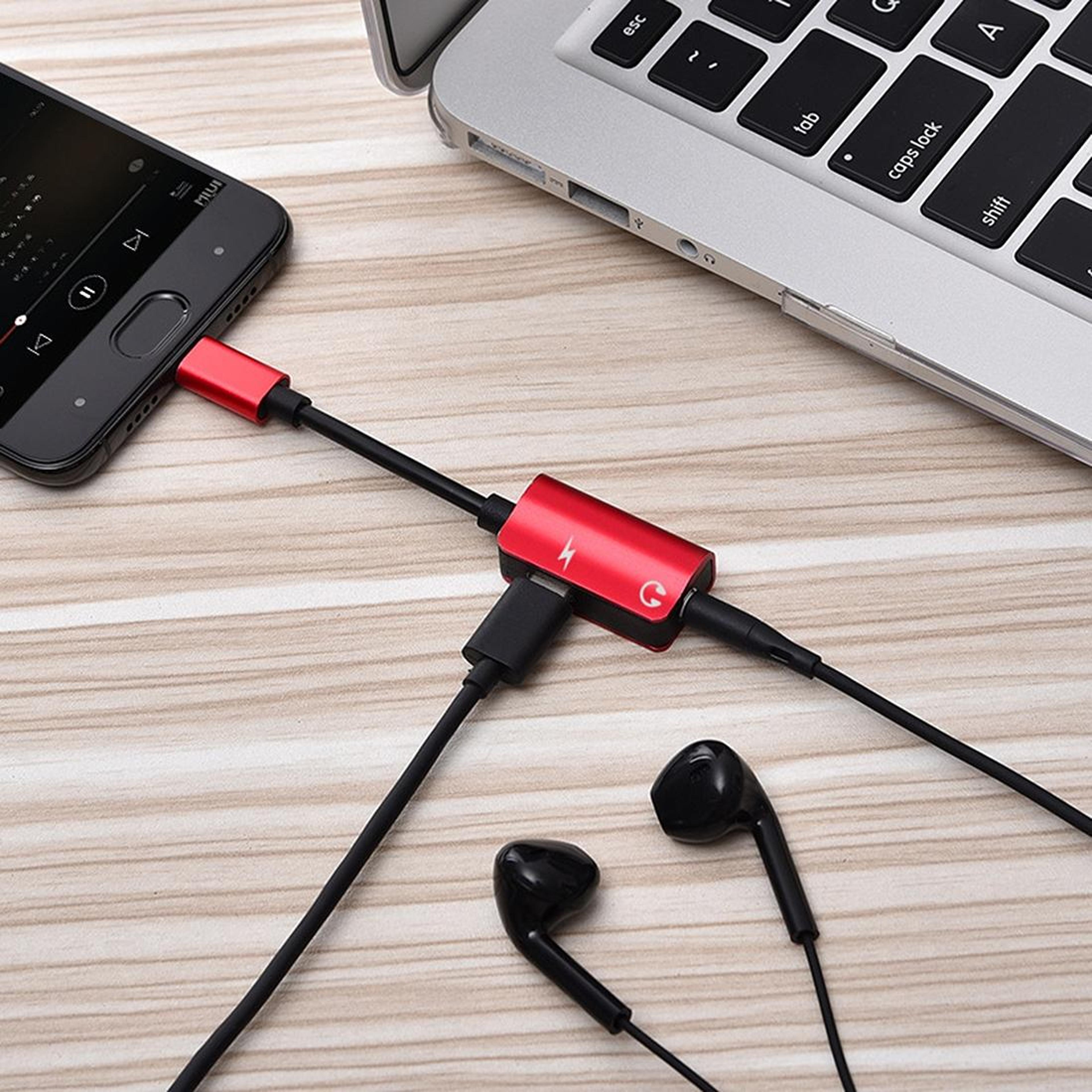 2 in 1 usb c headphone adapter & fast charging audio splitter with 3.5mm jack