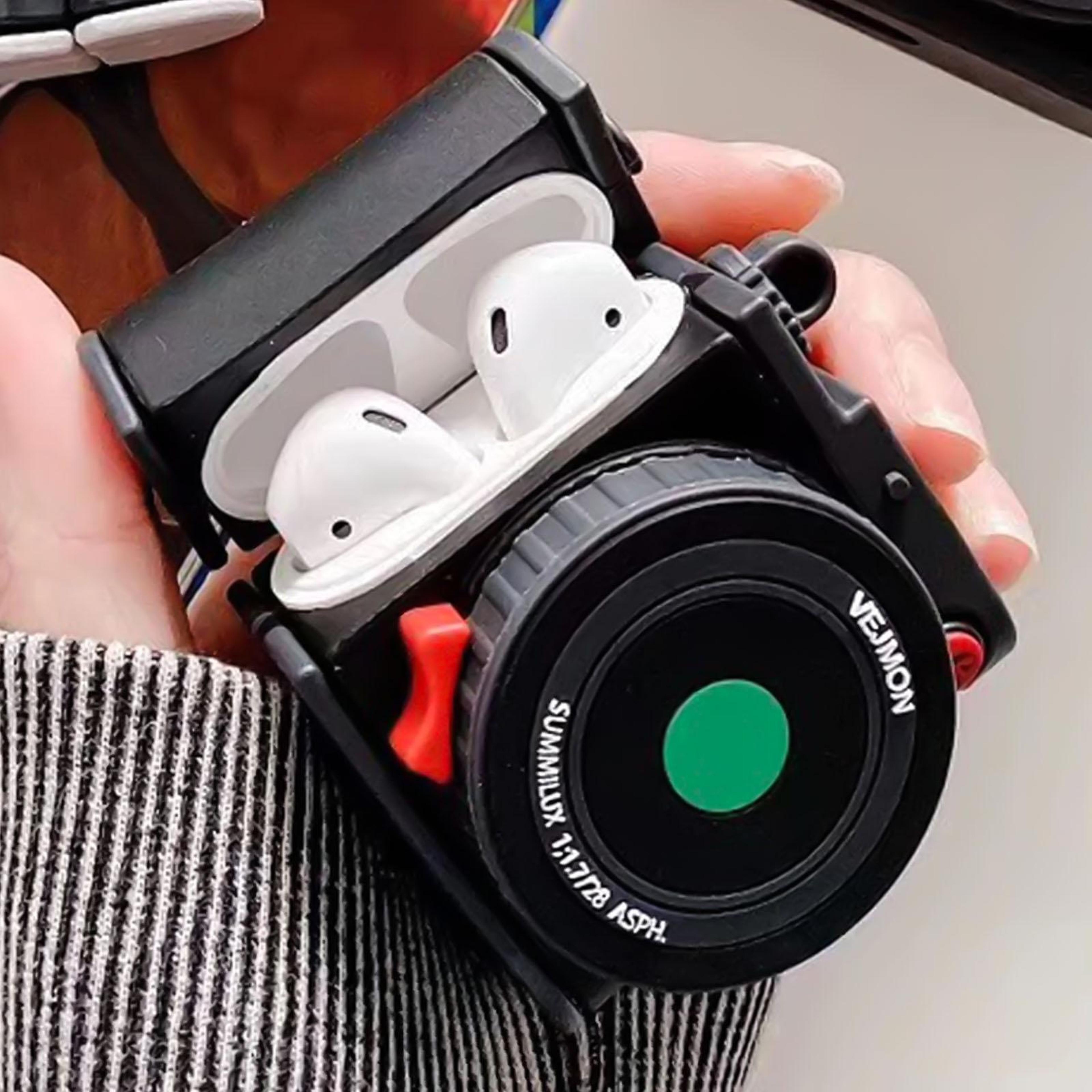 retro camera airpods case for apple airpods 1/2 gen cute protective bluetooth earbuds cover