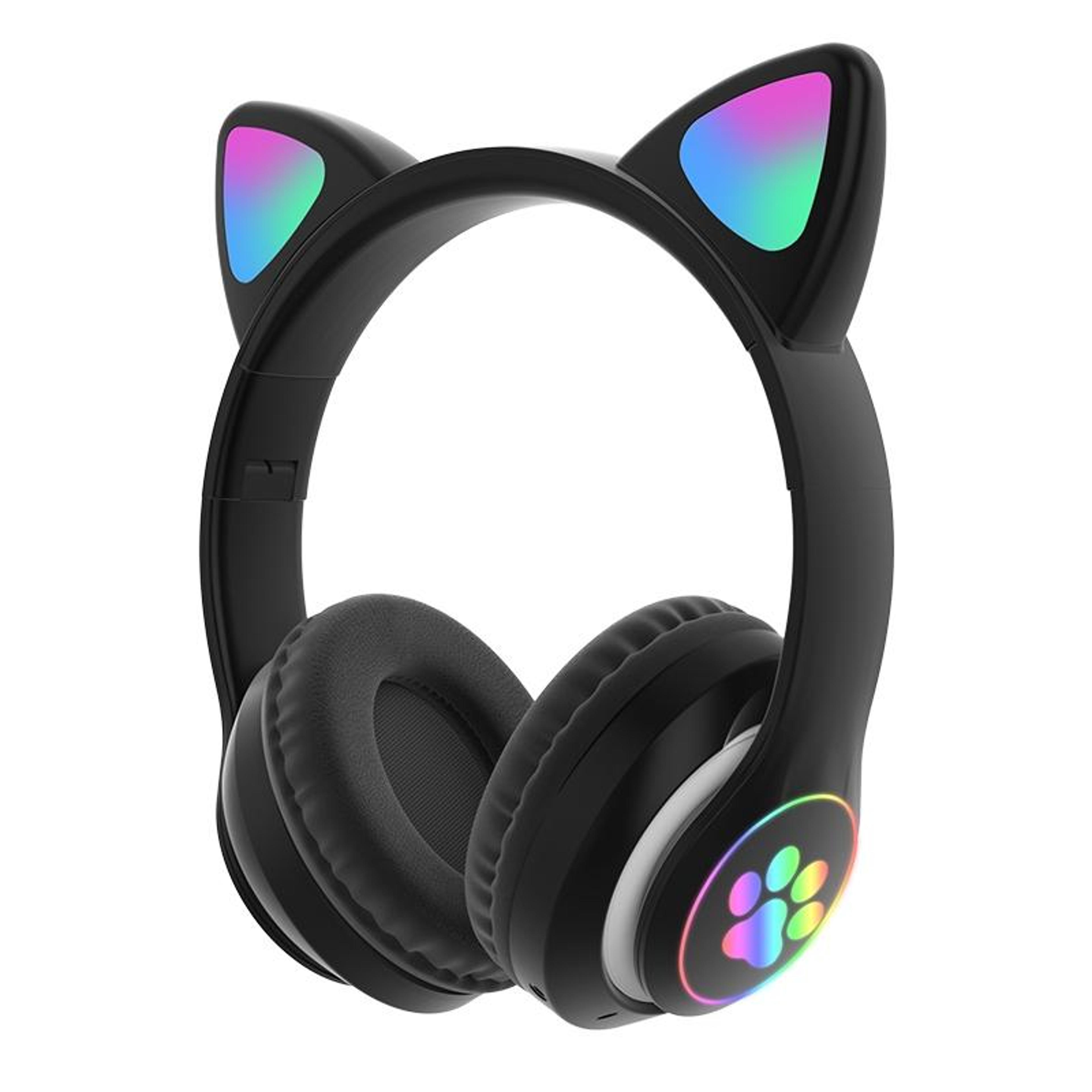 rgb cat ear bluetooth headphones with mic, tf card & wired mode for kids and music lovers