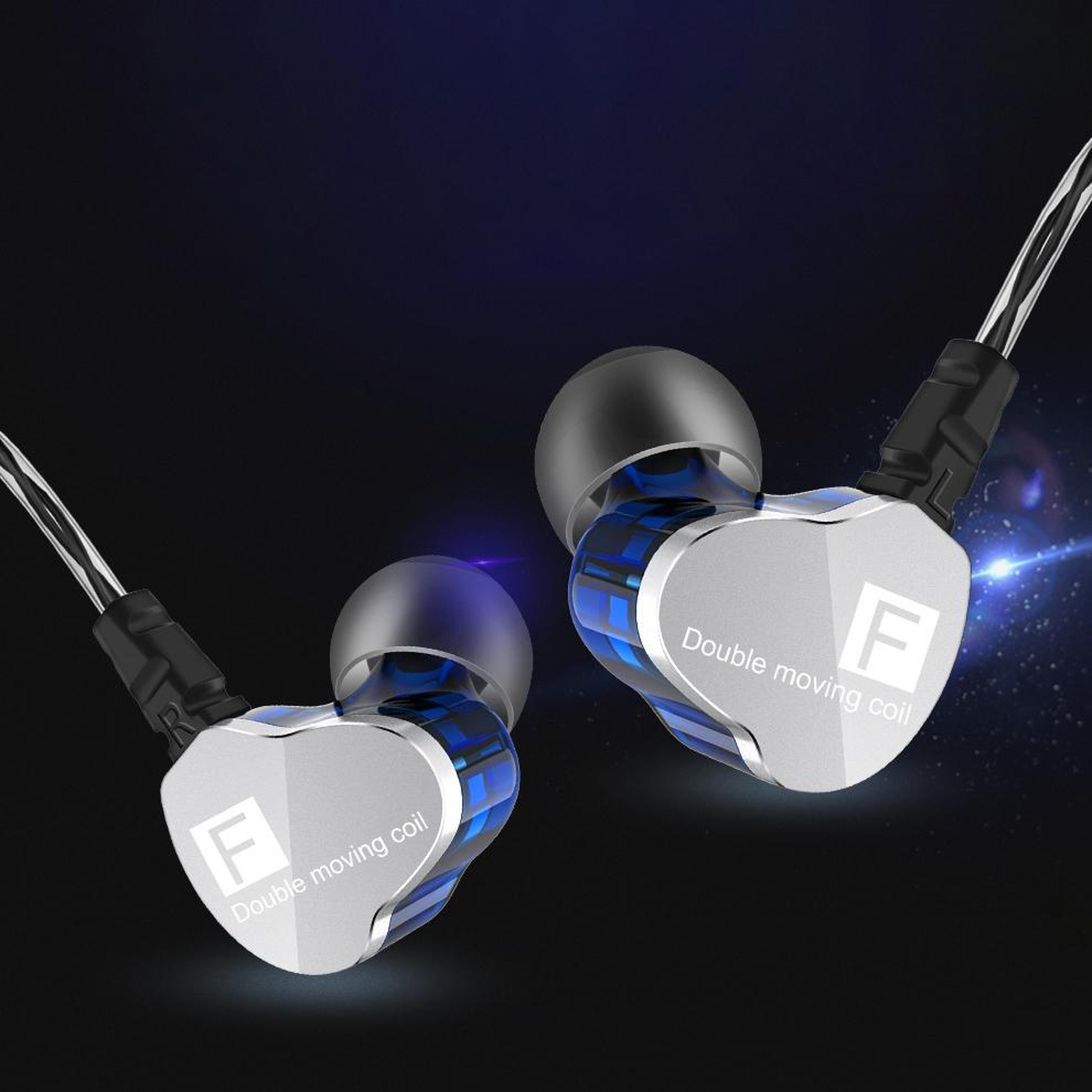 qkz f910 dual dynamic bass earbuds with 3.5mm wired in ear headphones