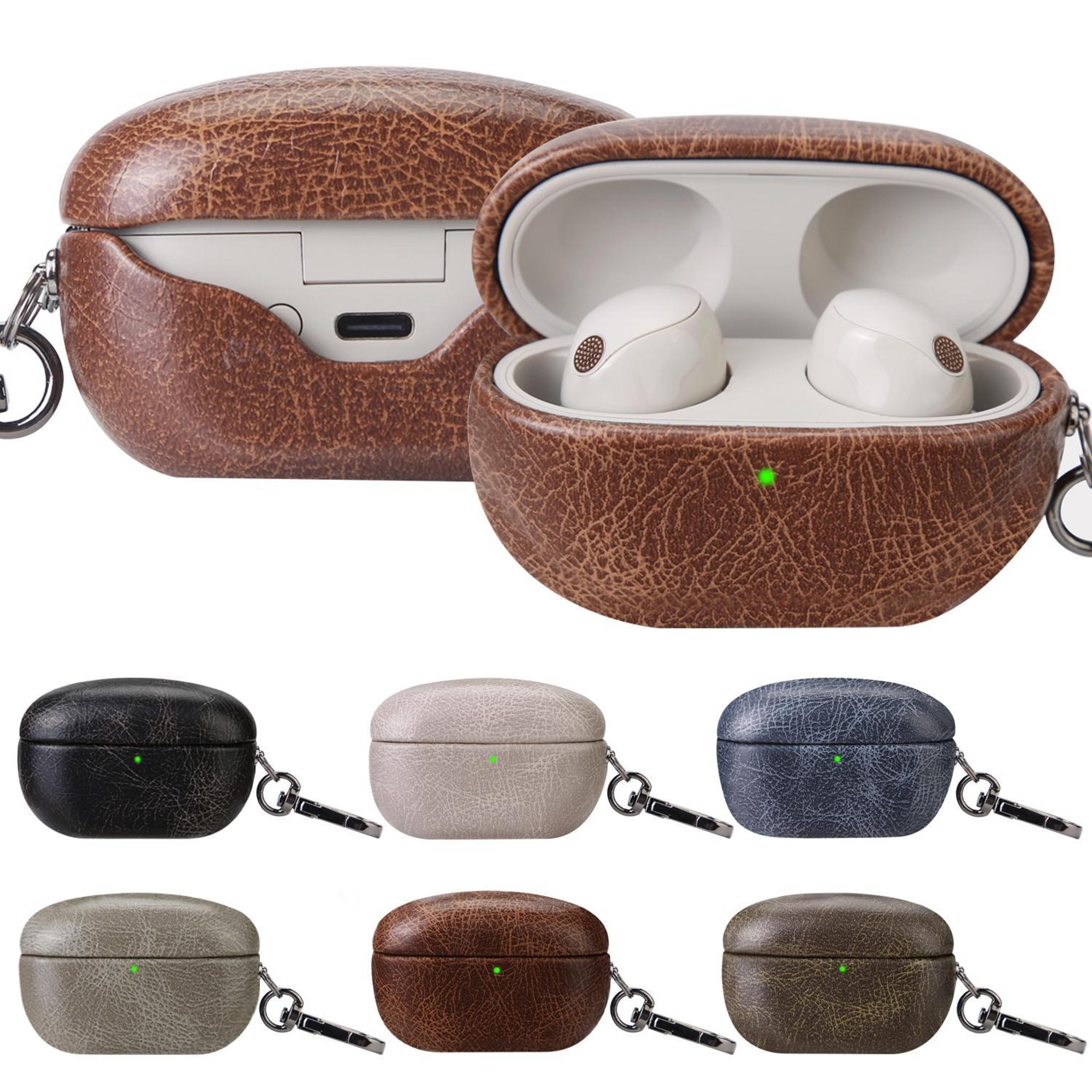 retro crazy horse leather case for sony wf 1000xm5 wireless earbuds