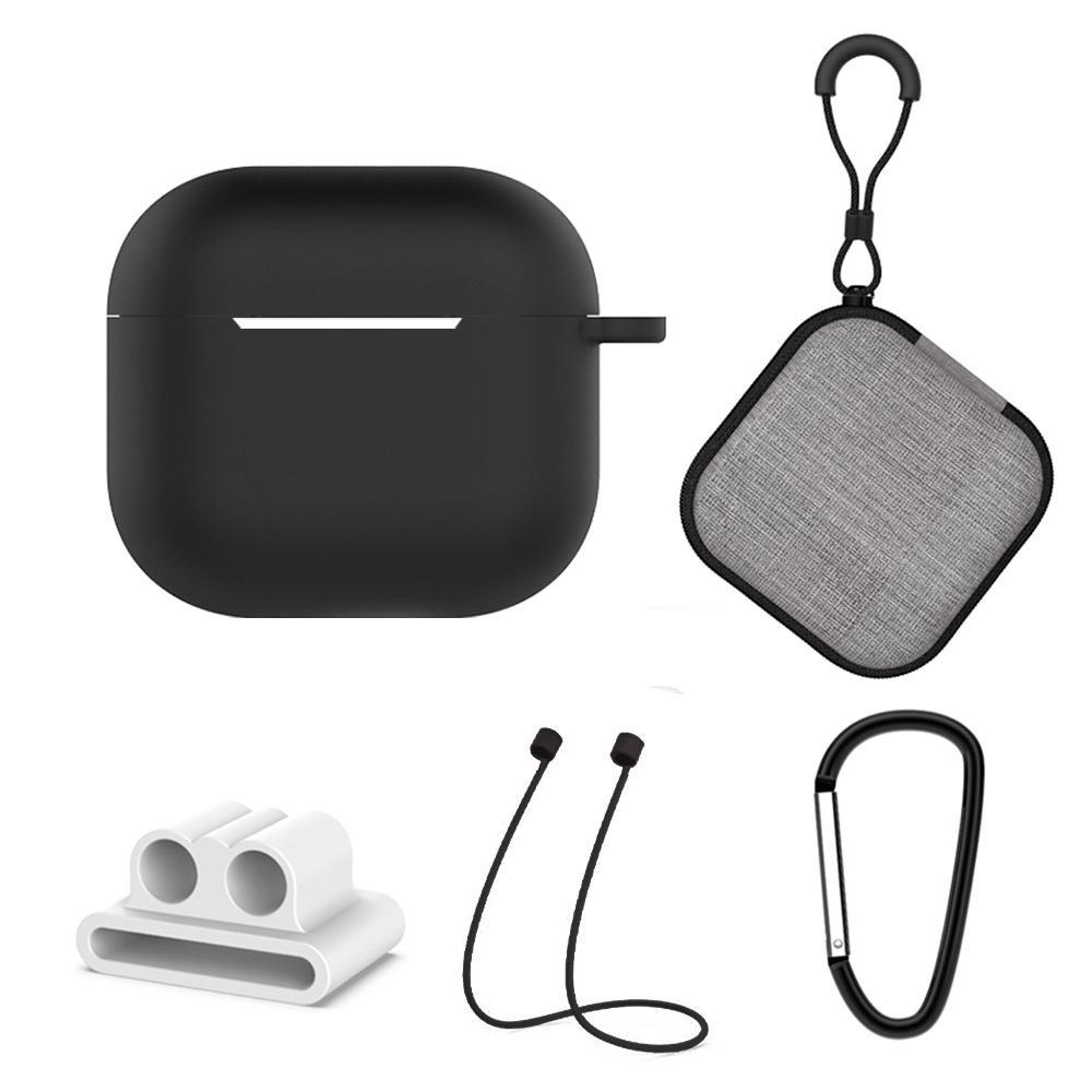 airpods 4 silicone protective case set with anti lost strap and carry hook
