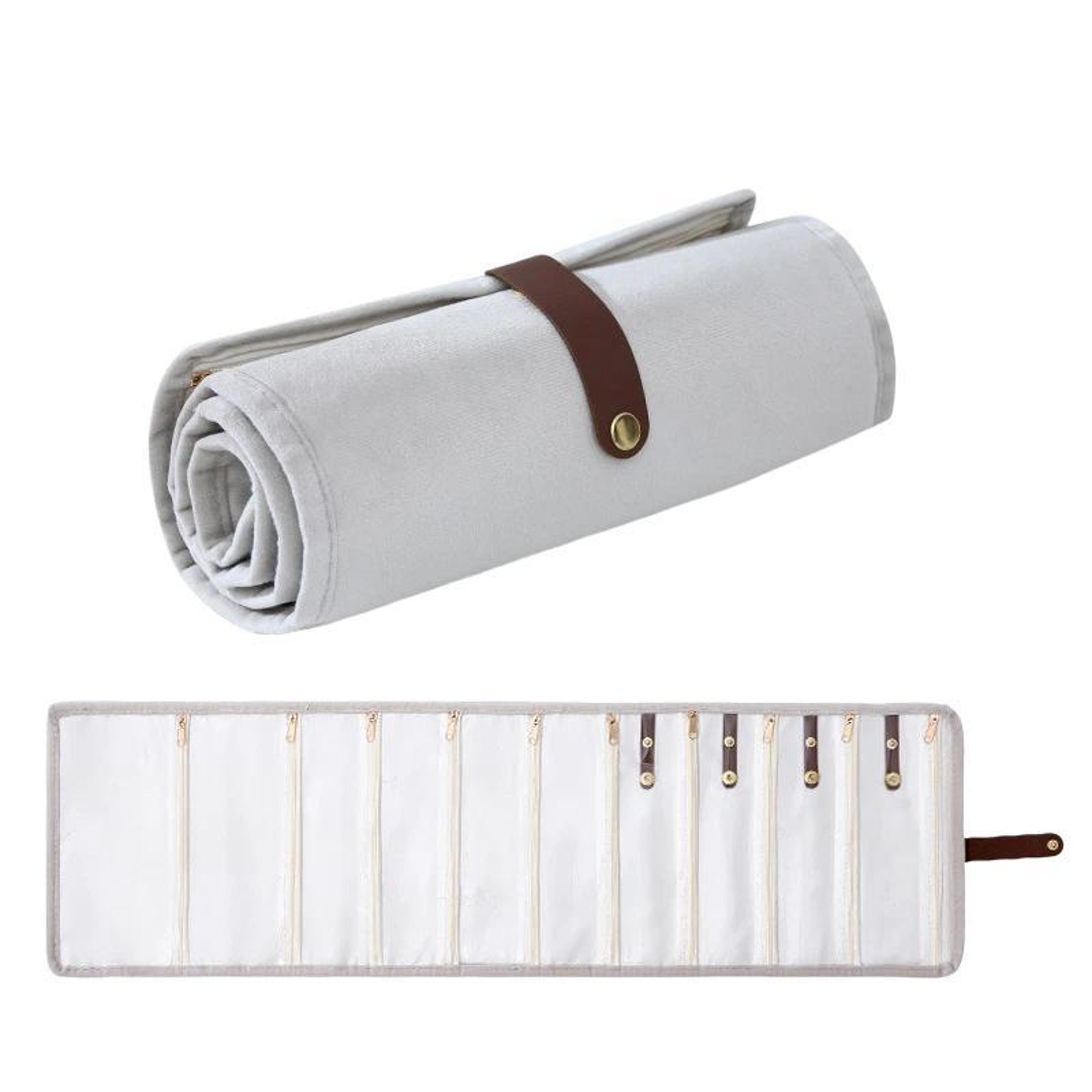 luxury velvet jewelry organizer roll travel case for necklaces, bracelets & accessories