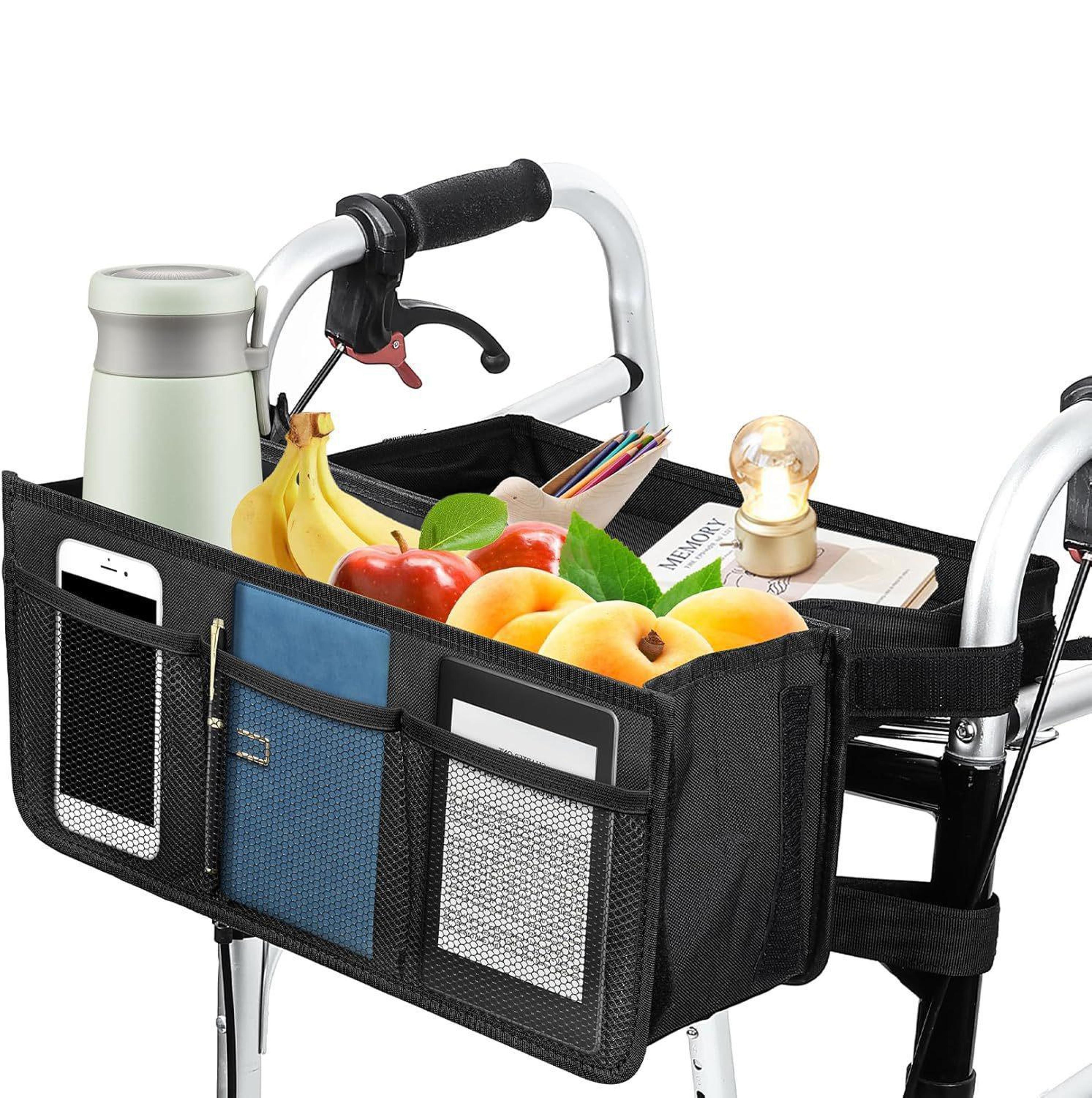 waterproof walker storage bag with large capacity pockets for mobility aid accessories