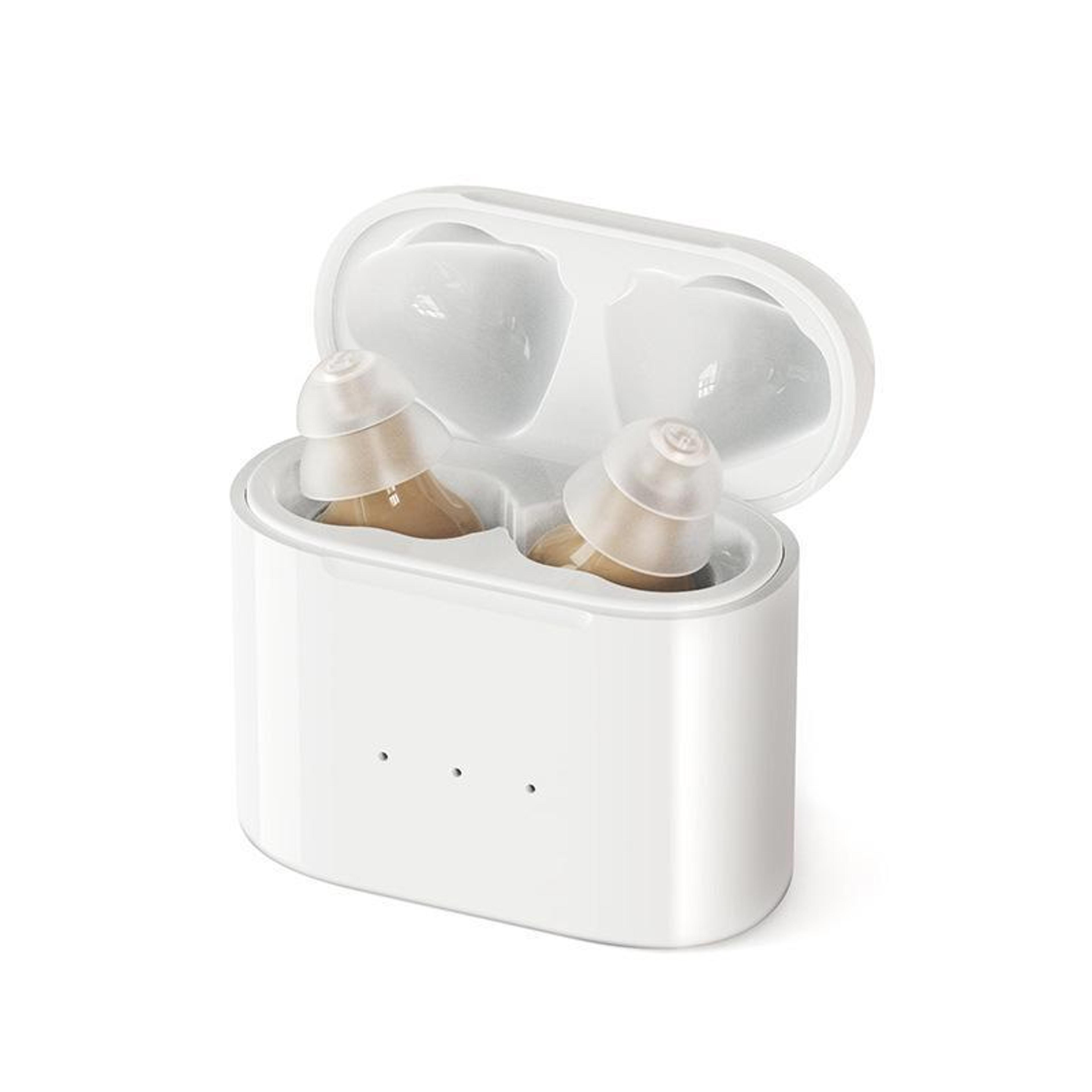 gm 915 rechargeable invisible hearing aids with type c charging & noise reduction