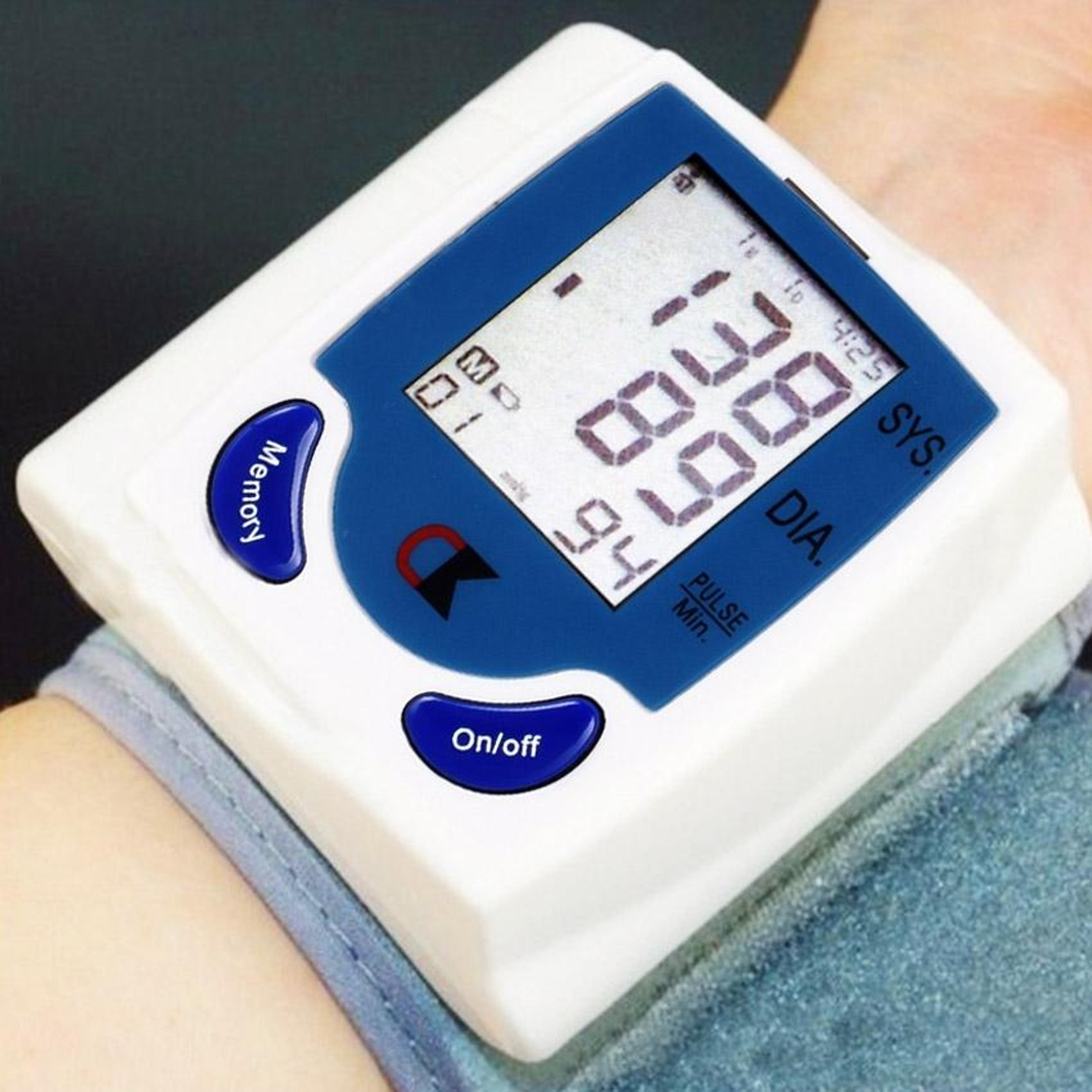 smart wrist blood pressure monitor with 90 memory sets and large lcd display