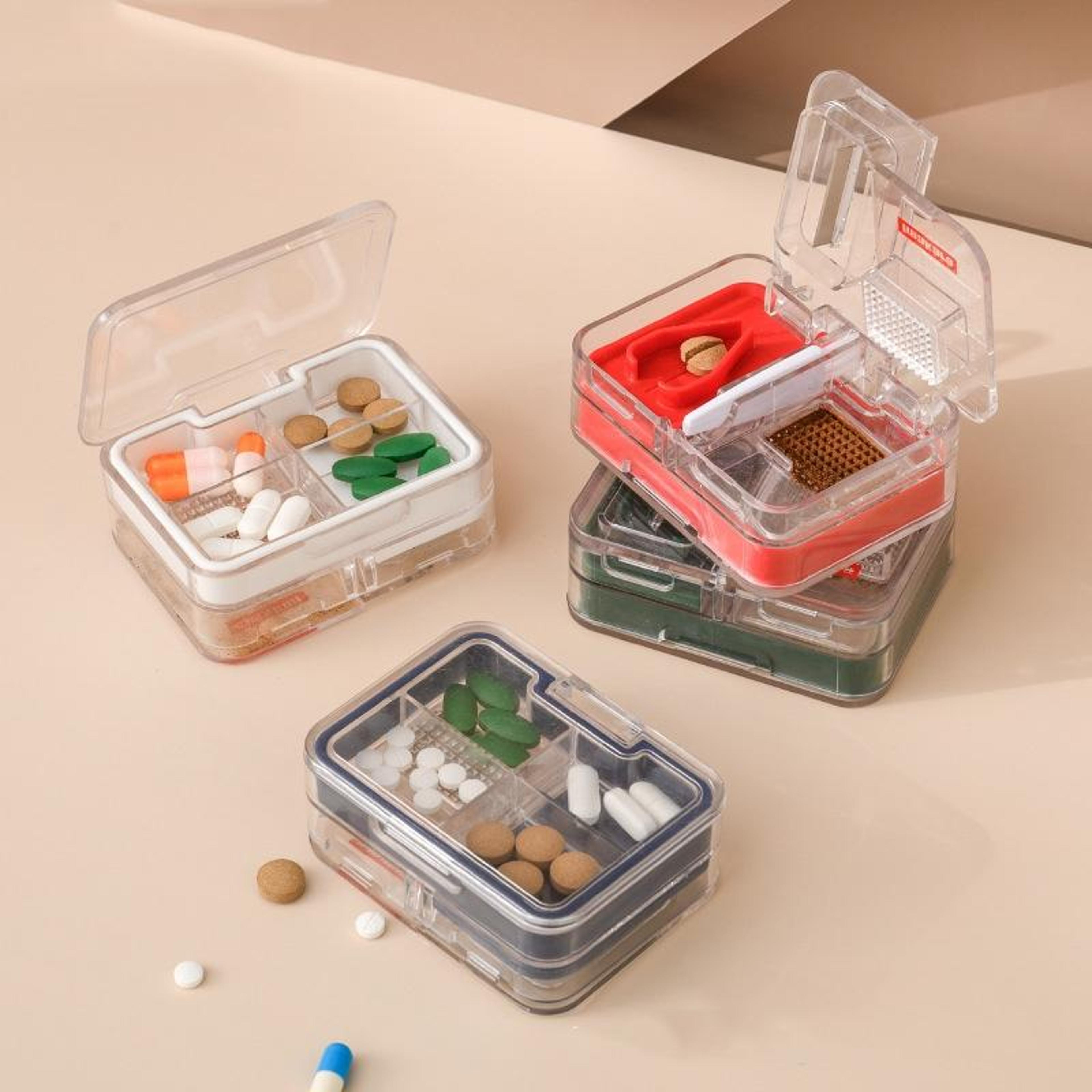 imakara portable pill cutter & sealed pill organizer storage box