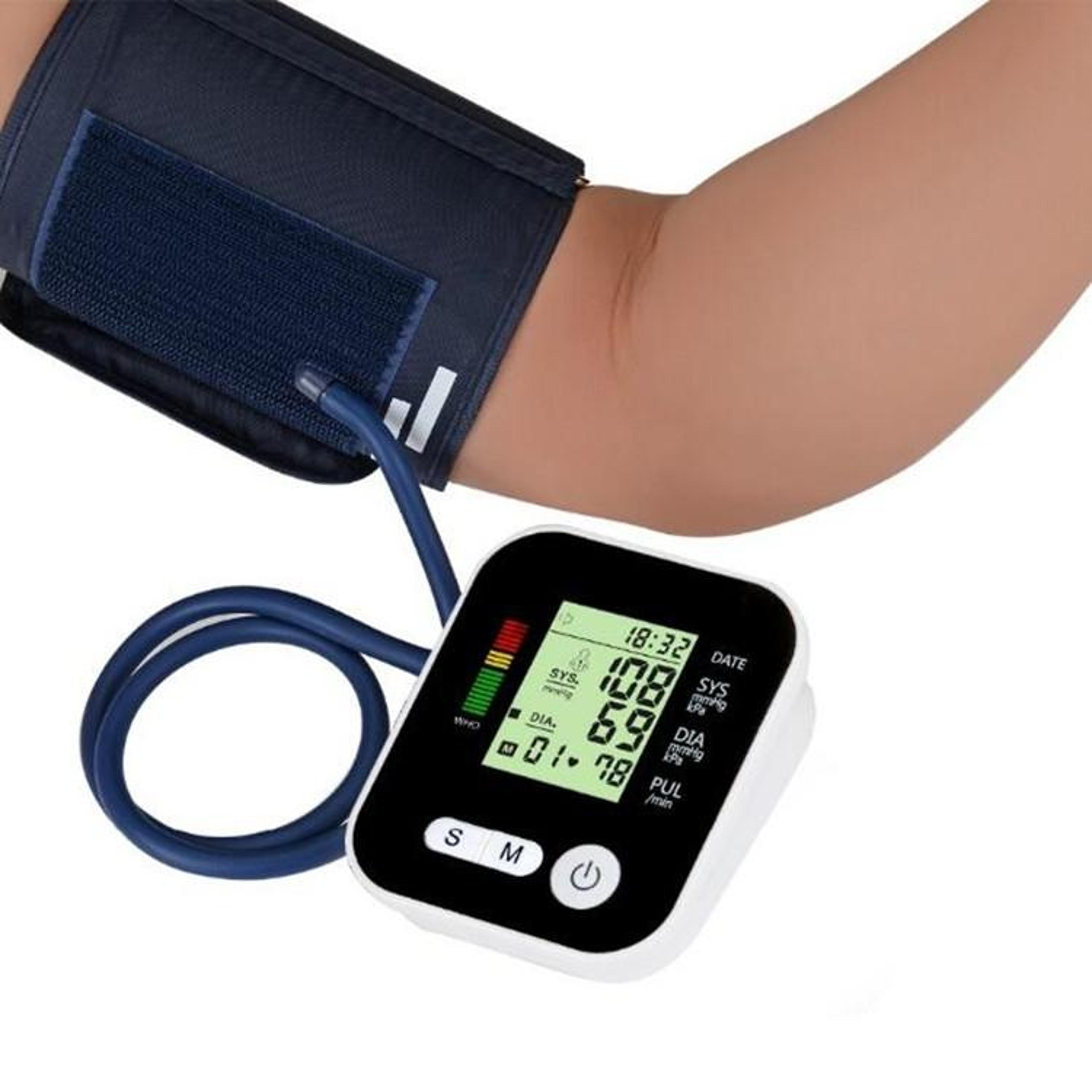 smart arm blood pressure monitor with lcd display & automatic pulse tracking
