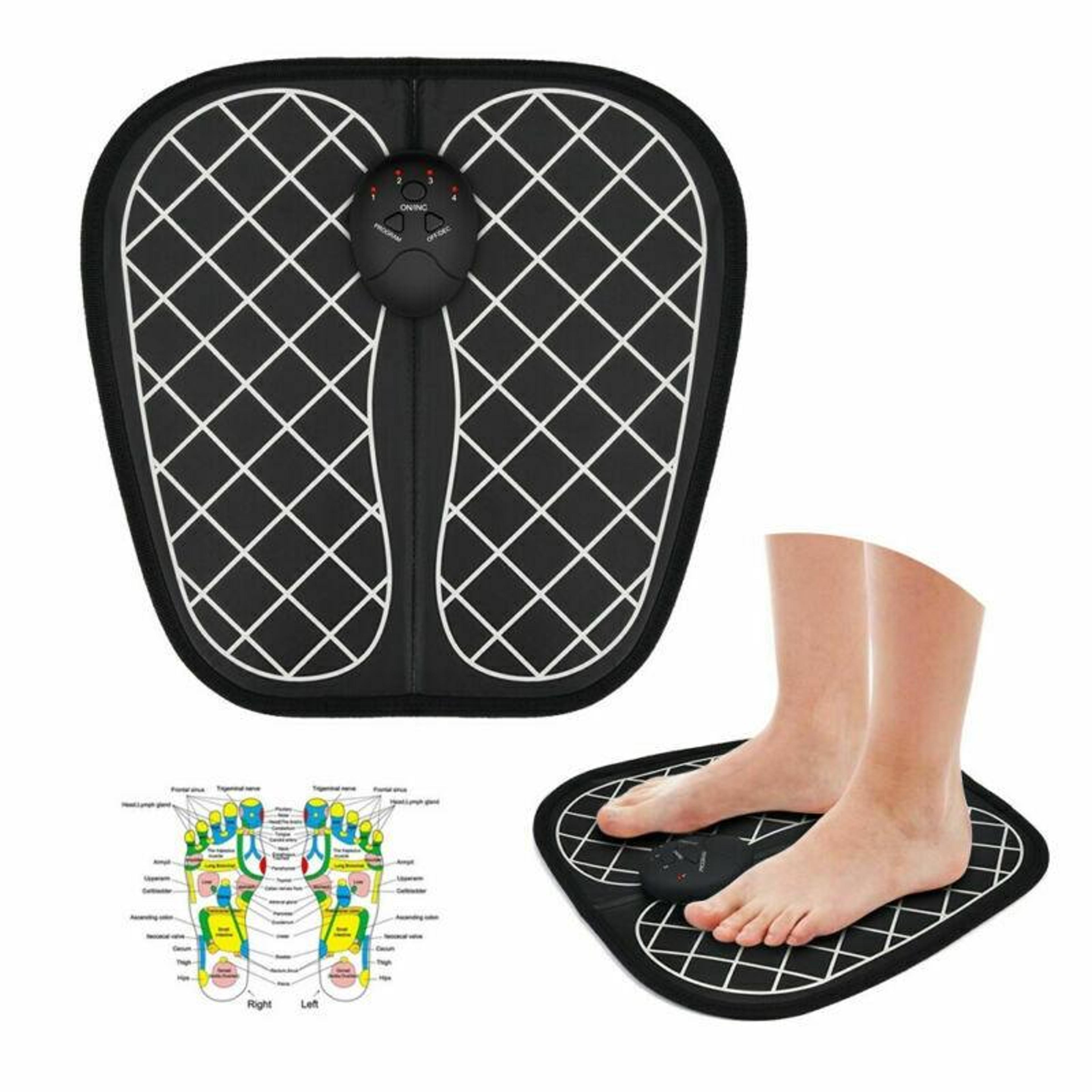 ems foot massager mat for blood circulation & pain relief with 6 modes and 10 intensity levels