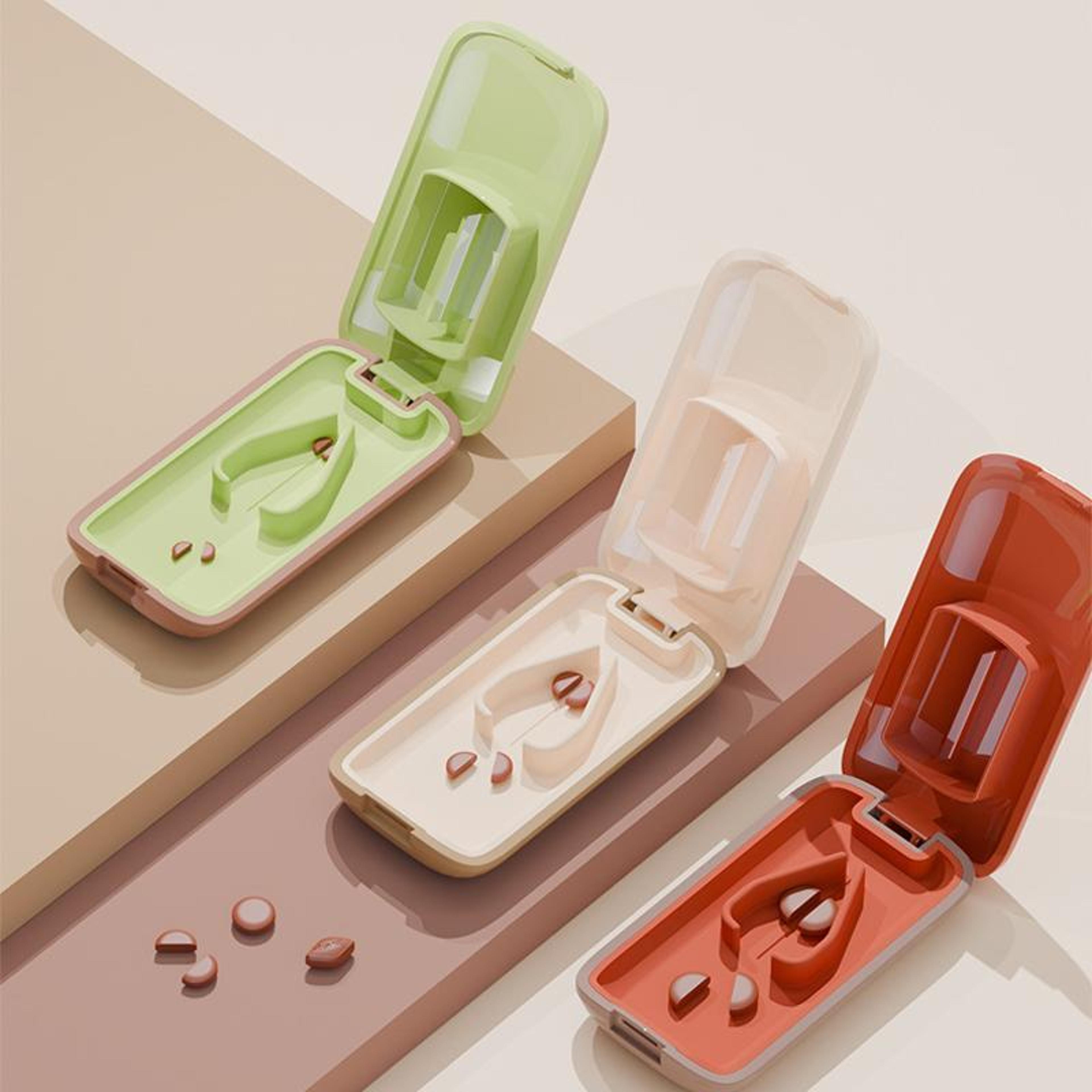 precision portable pill cutter & storage box for accurate tablet splitting