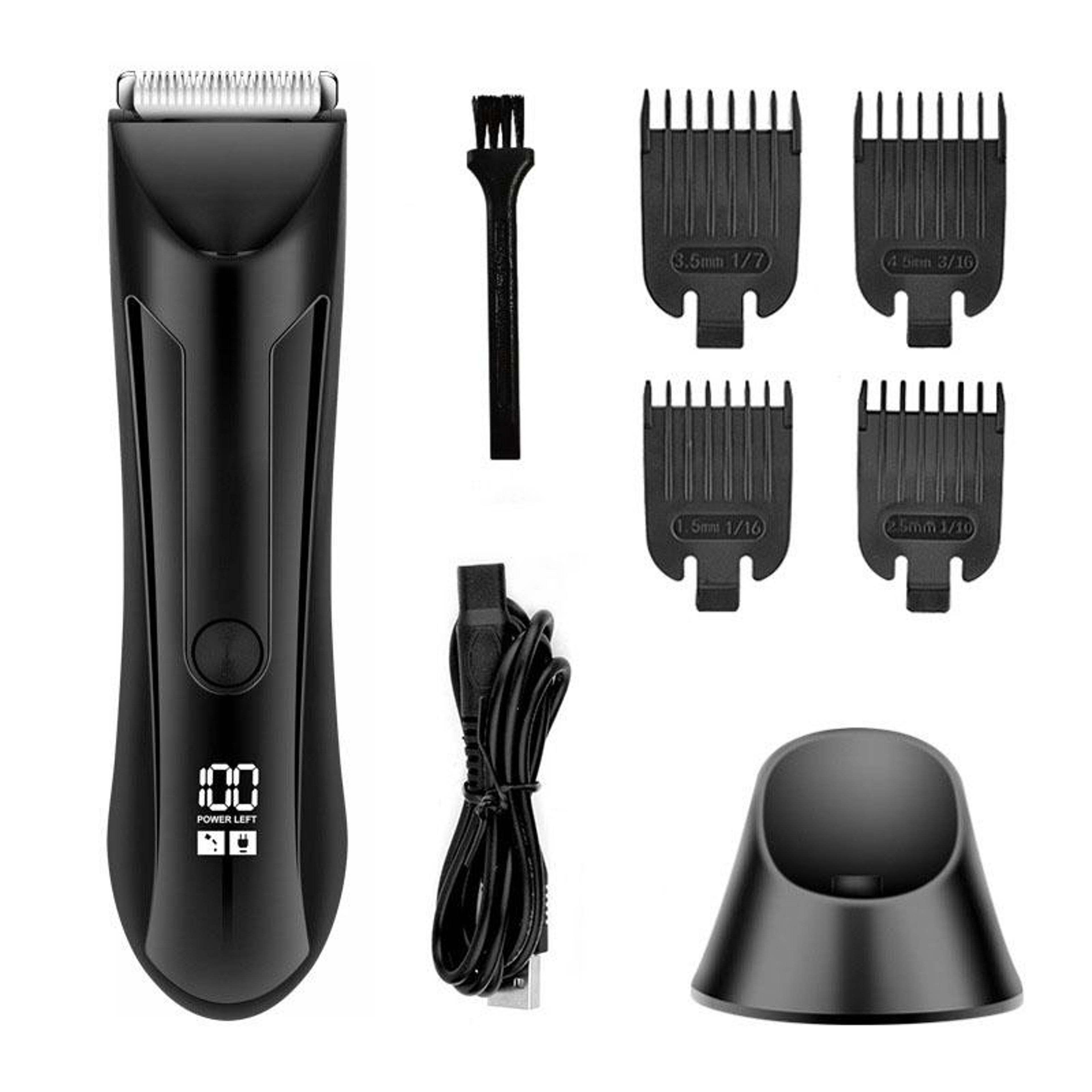 body groomer pro led waterproof body hair trimmer for men with ceramic blade & digital display