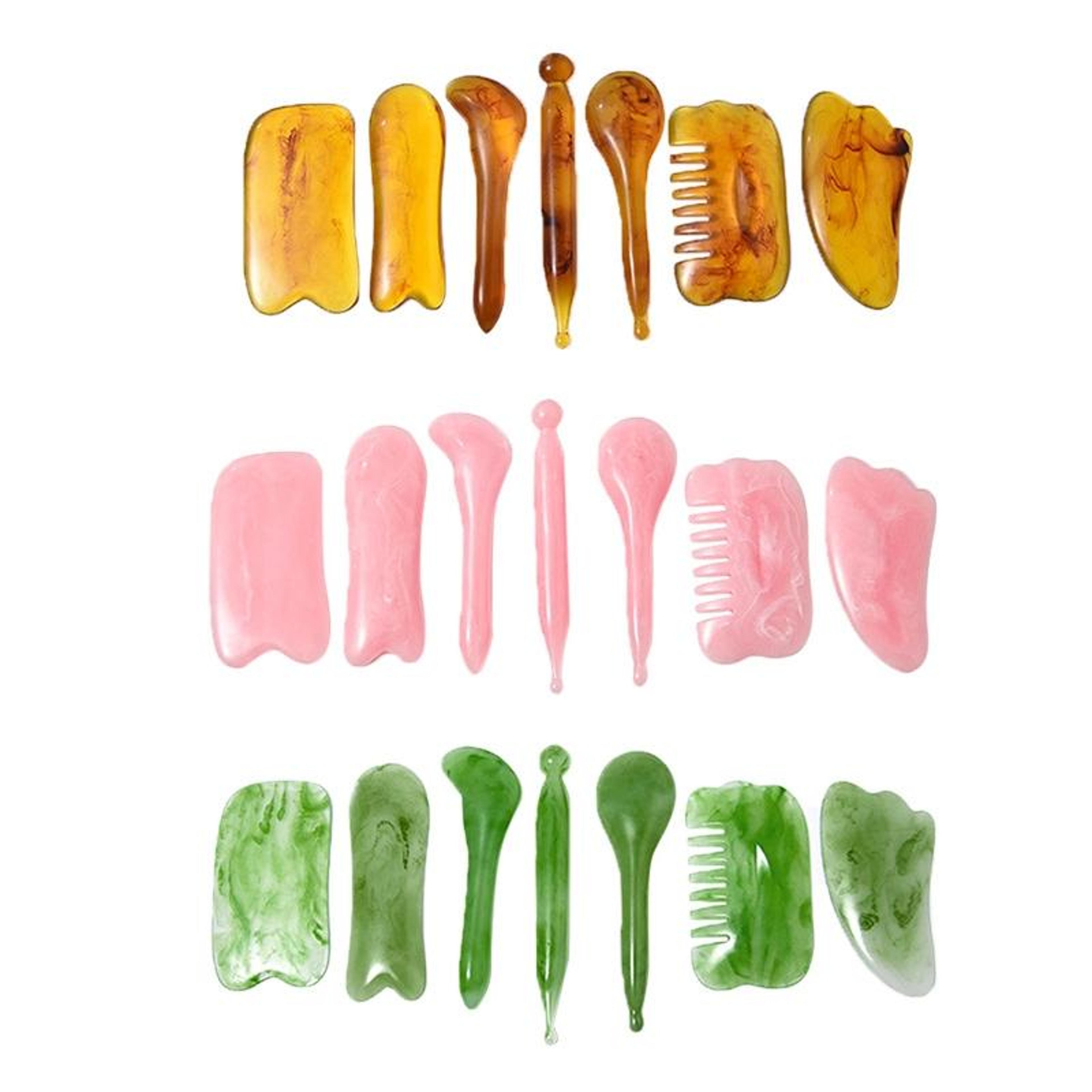 7 piece facial gua sha massage set for lymphatic drainage, acupressure & face sculpting
