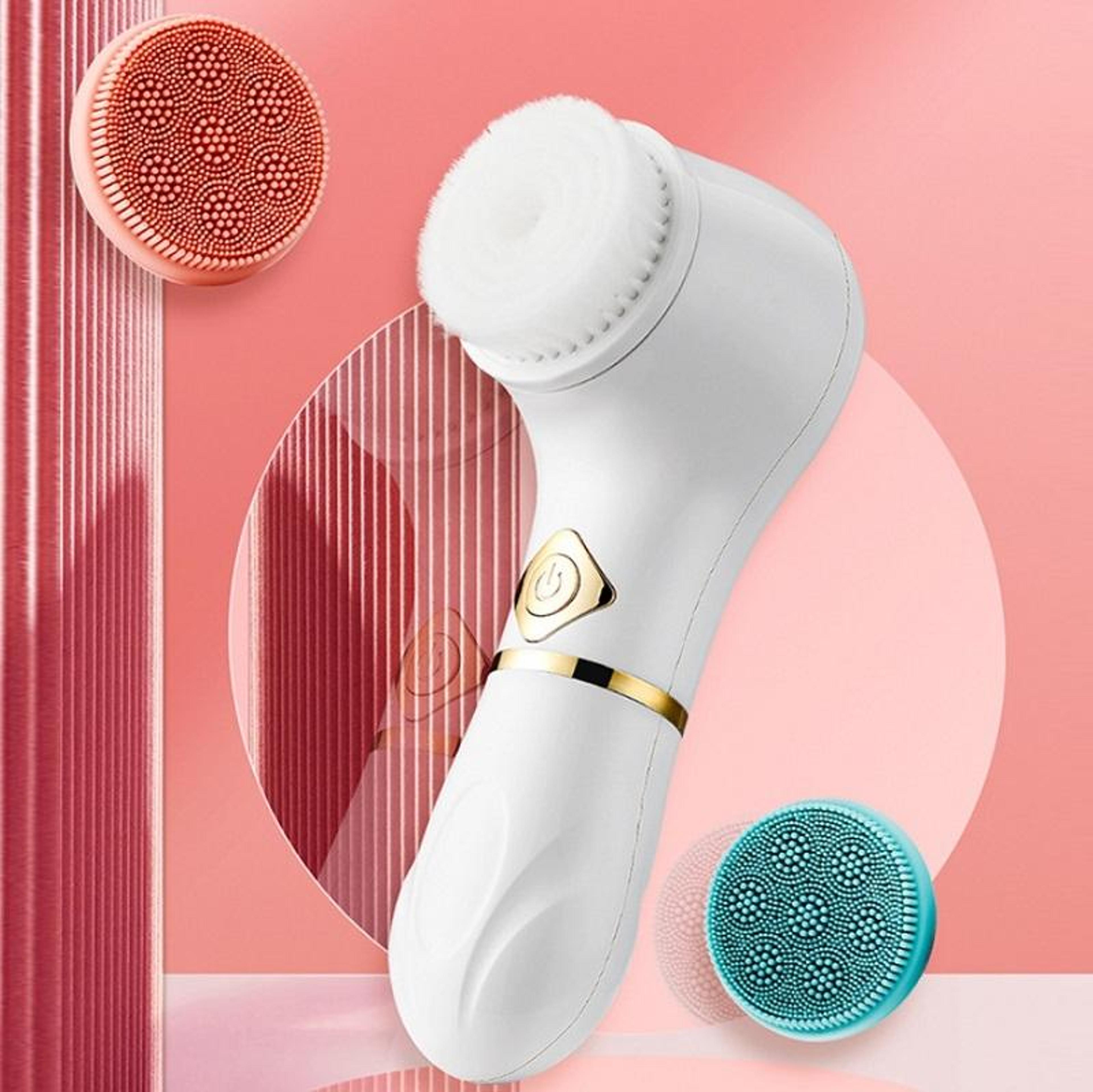 glowspin deep pore facial cleansing brush with silicone heads & blackhead care