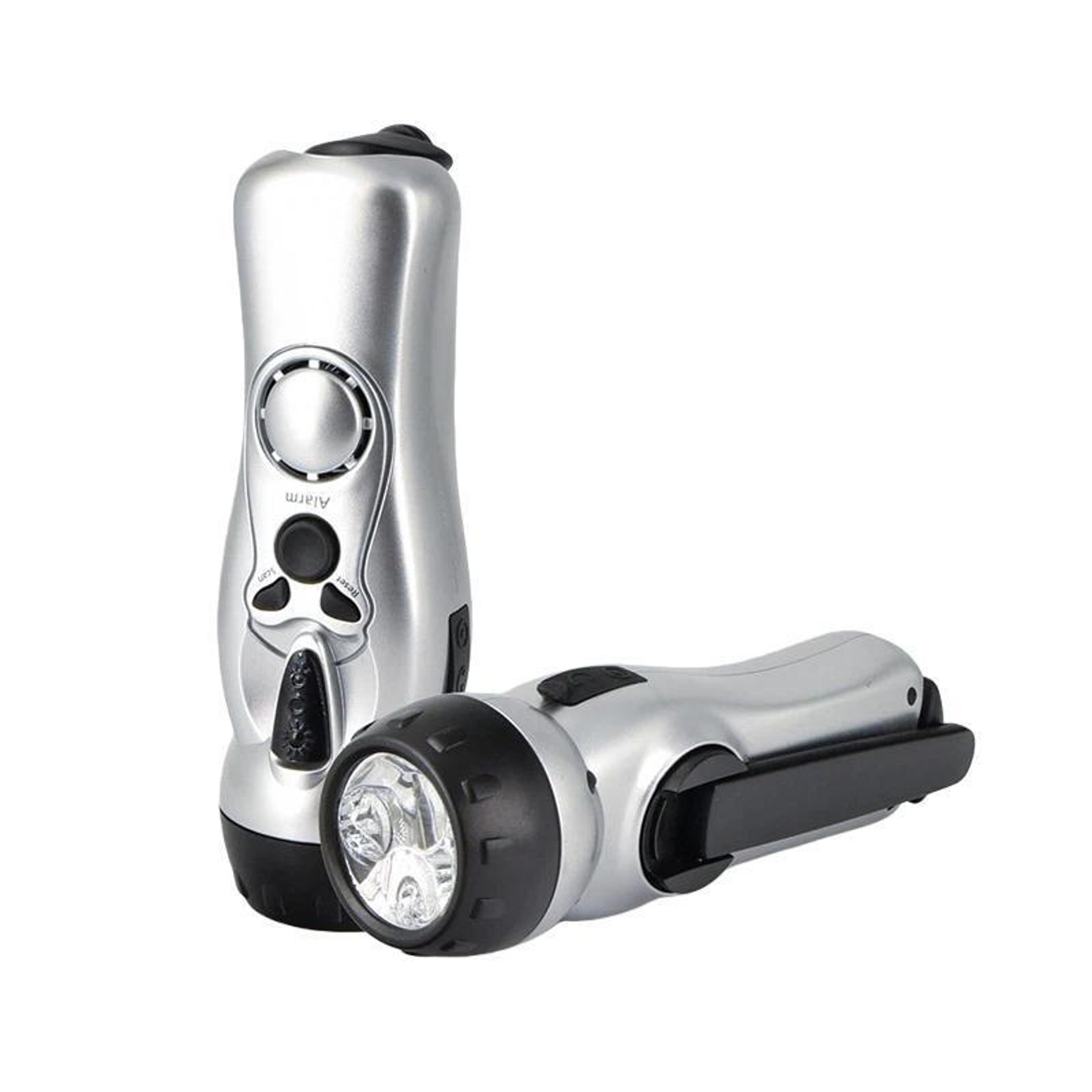 stormguard hand crank emergency radio flashlight with usb charging & sos alarm