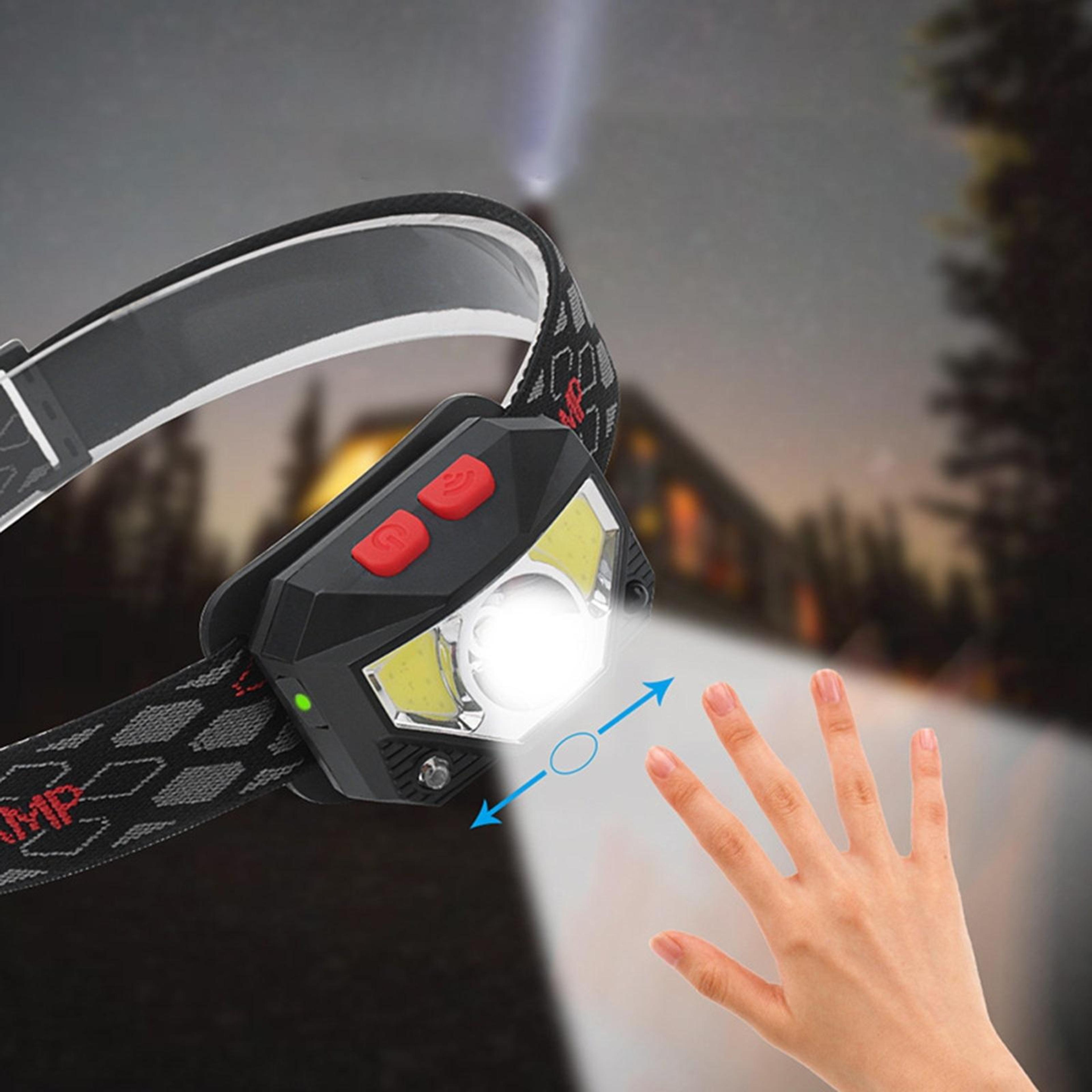 premium usb rechargeable headlamp with induction sensor & dual xpg + cob lighting