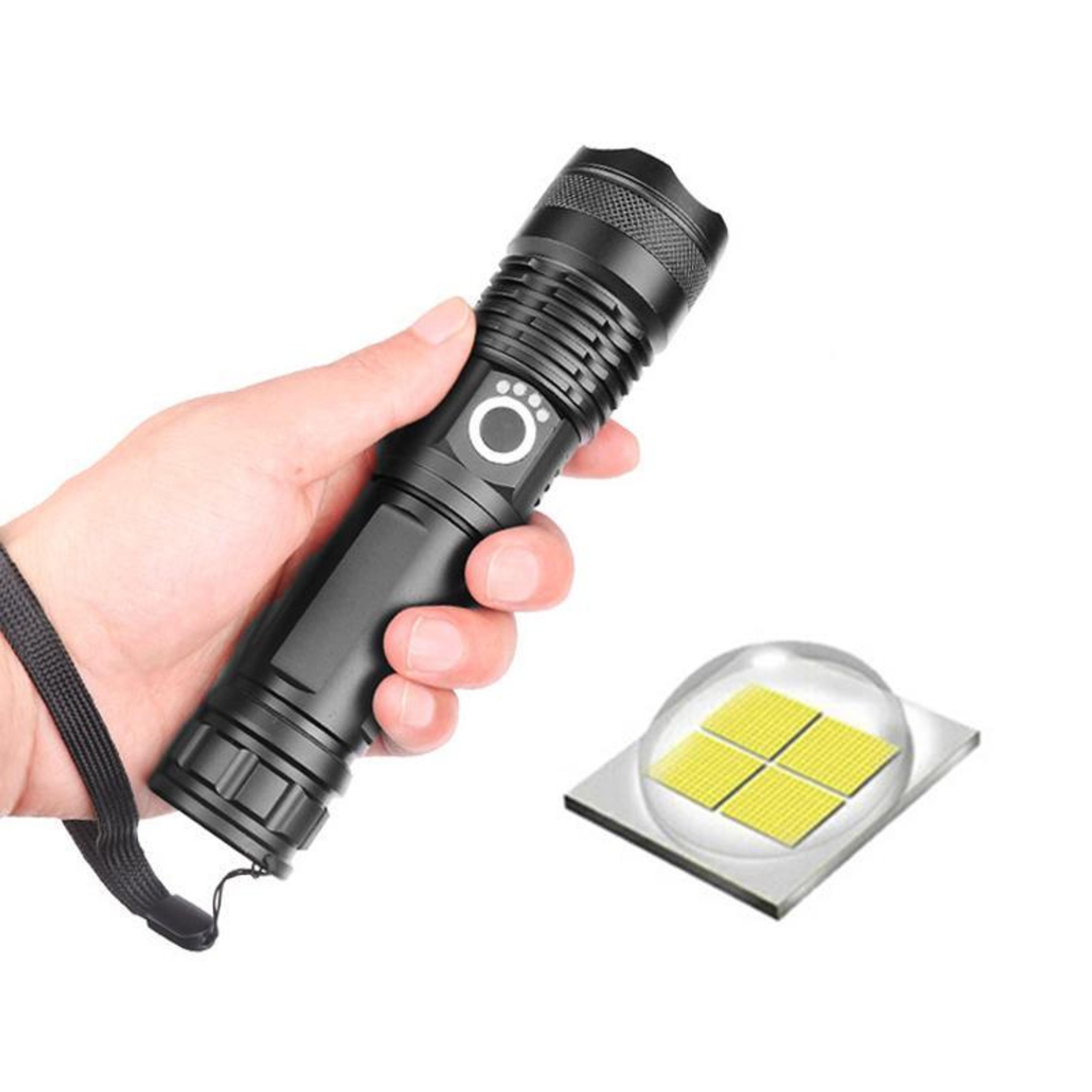 xhp50 rechargeable zoomable tactical flashlight with power display & type c charging