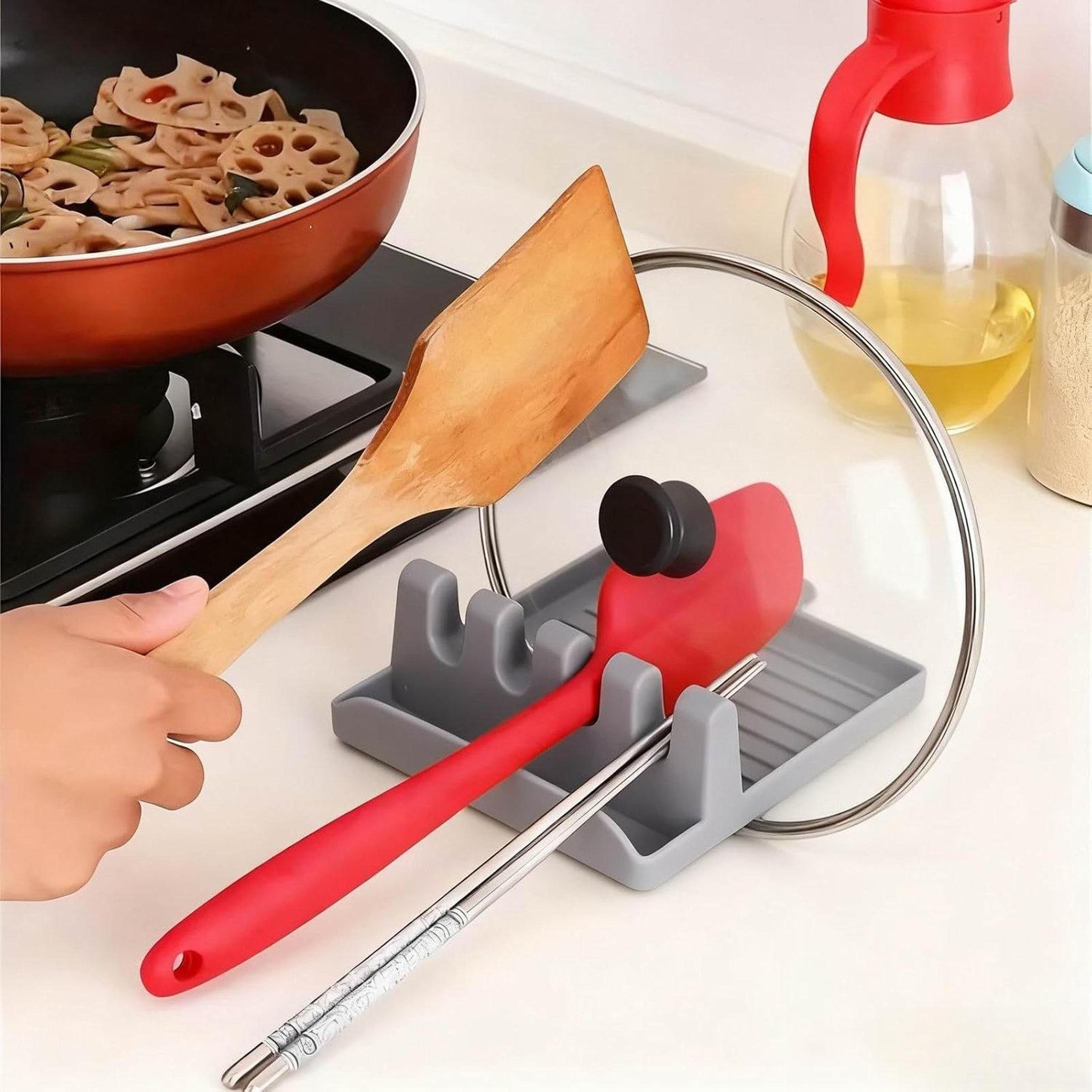 lscook compact kitchen utensil organizer drainer rack for spatulas, spoons & cooking tools