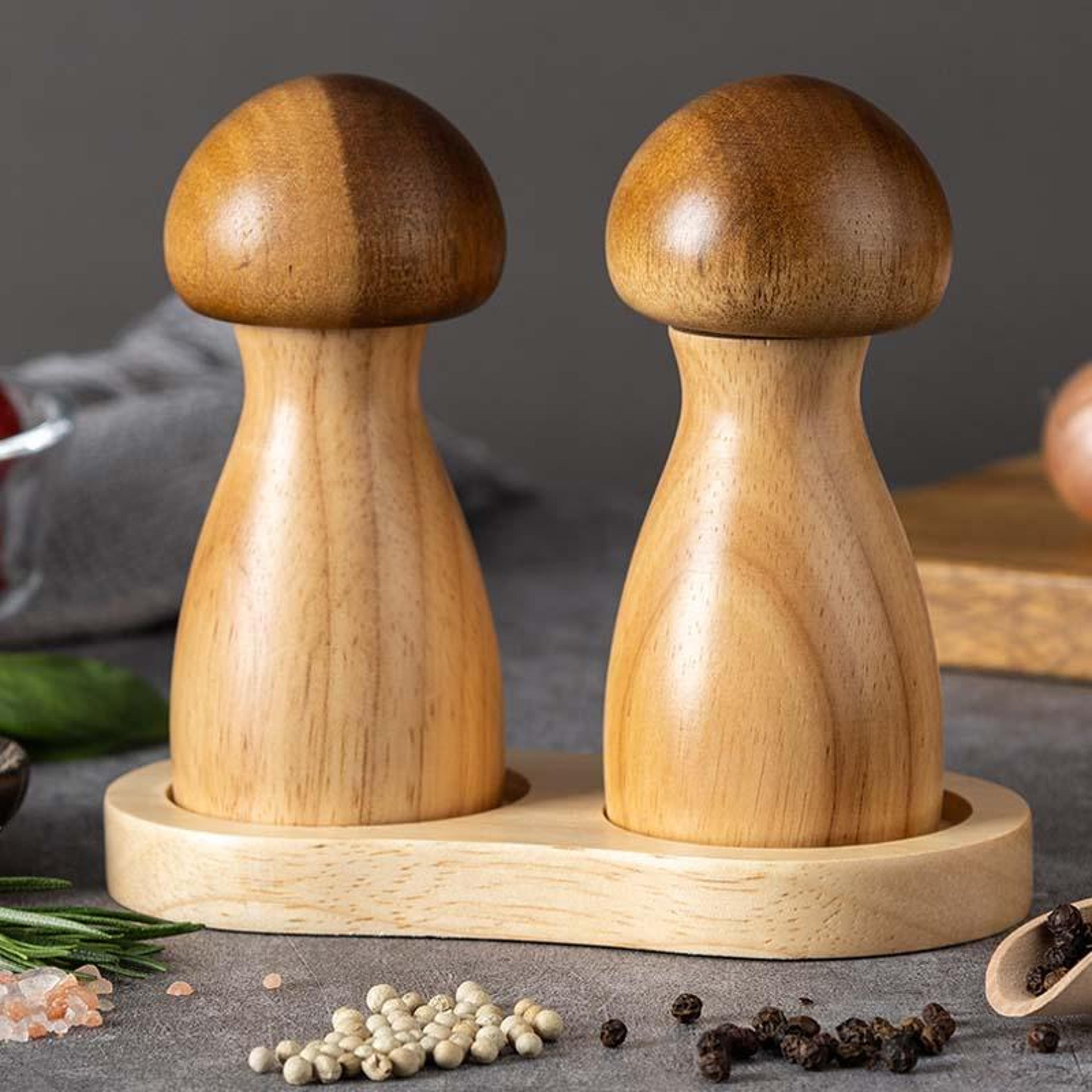 premium wooden pepper grinder mushroom shaped pepper mill manual kitchen spice grinder
