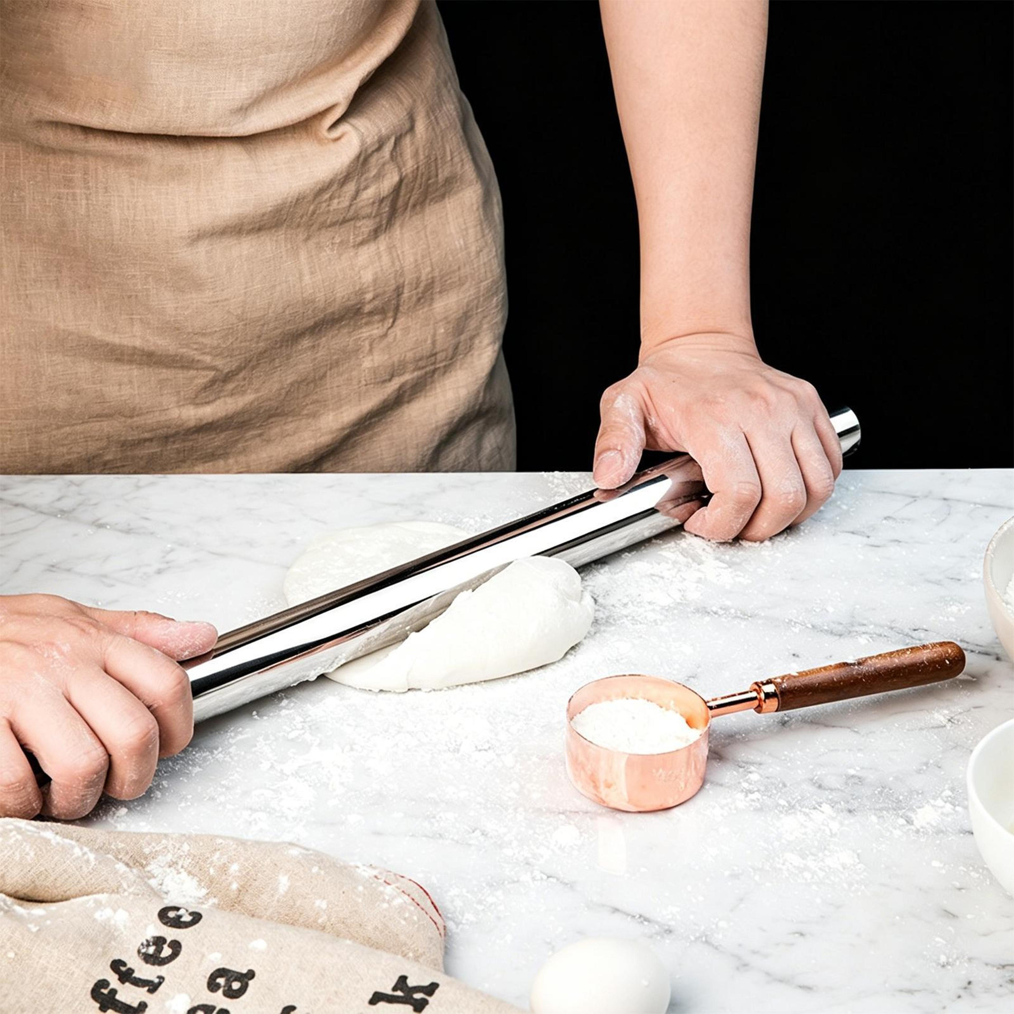 stainless steel rolling pin for even dough baking and pastry making