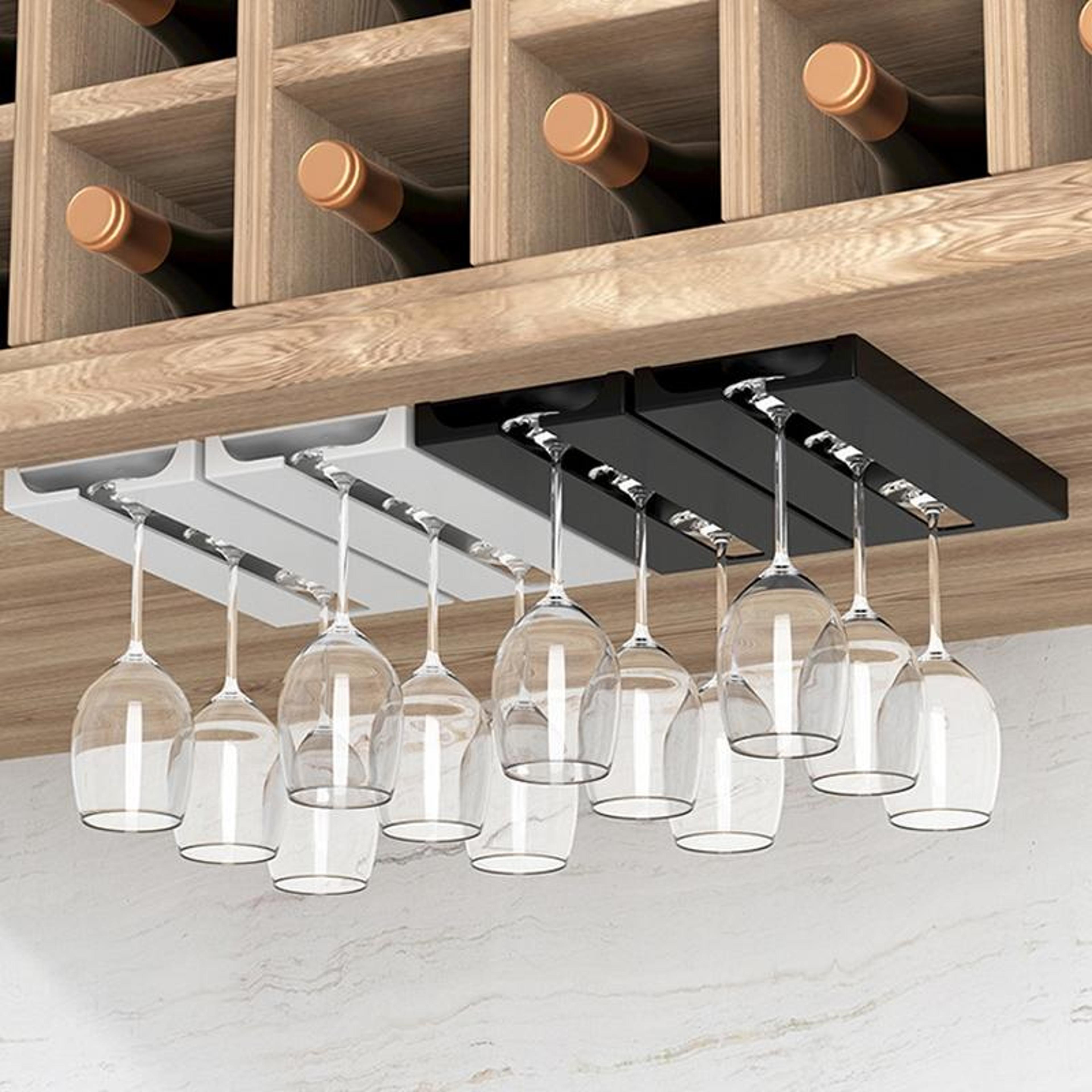 free punch wine glass rack under cabinet hanging holder for kitchen & bar storage