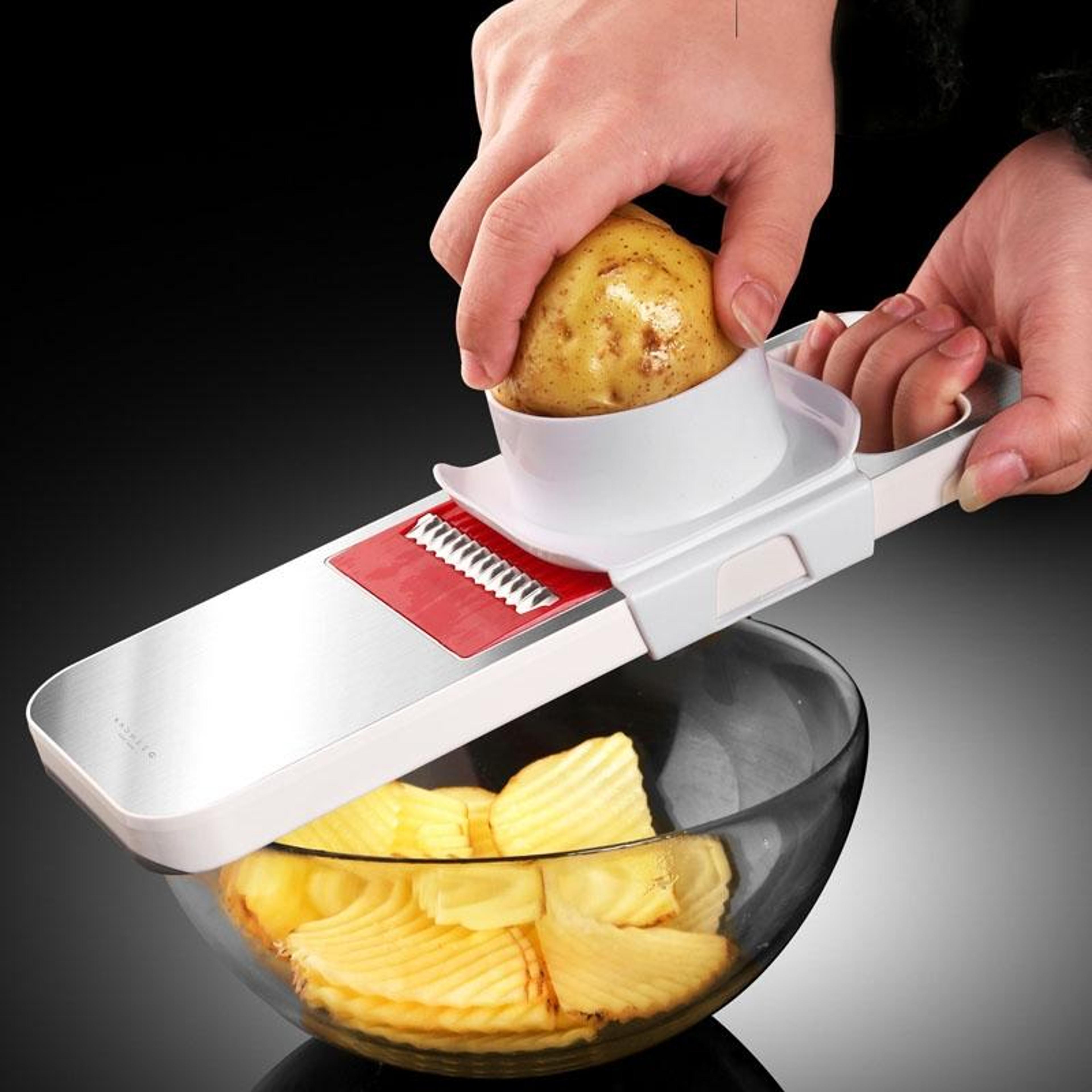 stainless steel vegetable chopper mandoline slicer with julienne & grater blades