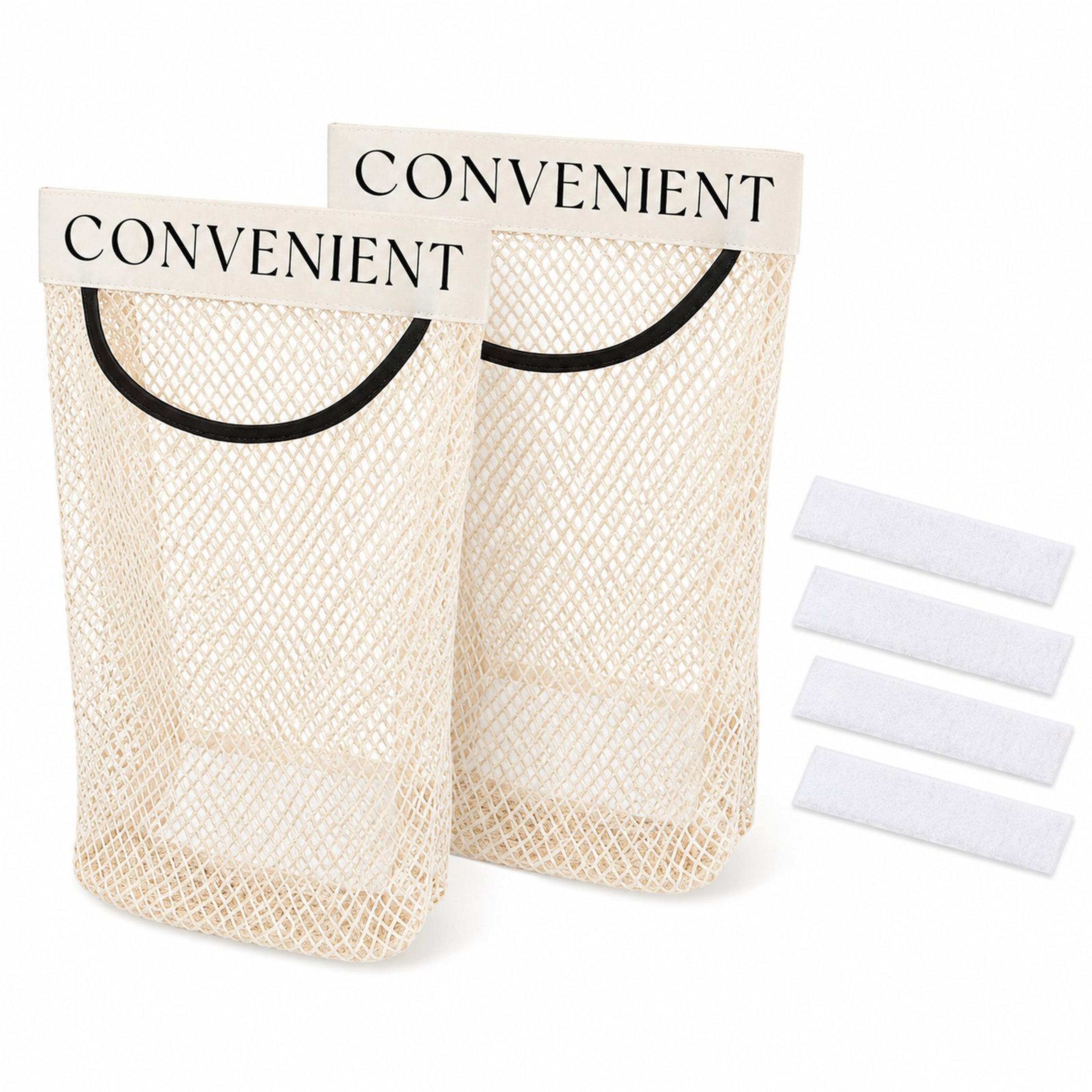 detachable wall mount mesh grocery bag holder & dispenser organizer