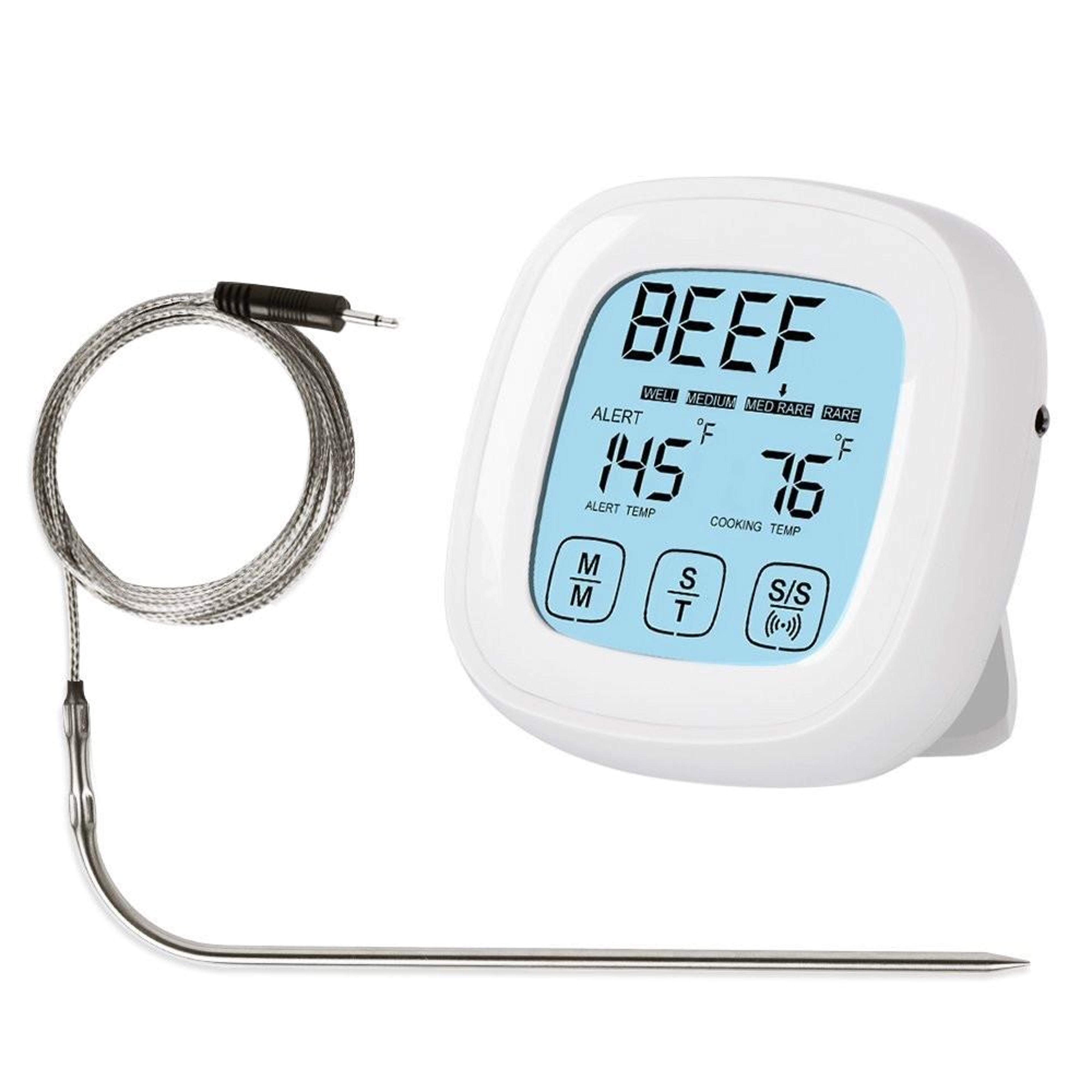 premium touch screen kitchen thermometer with programmable bbq temperature timer
