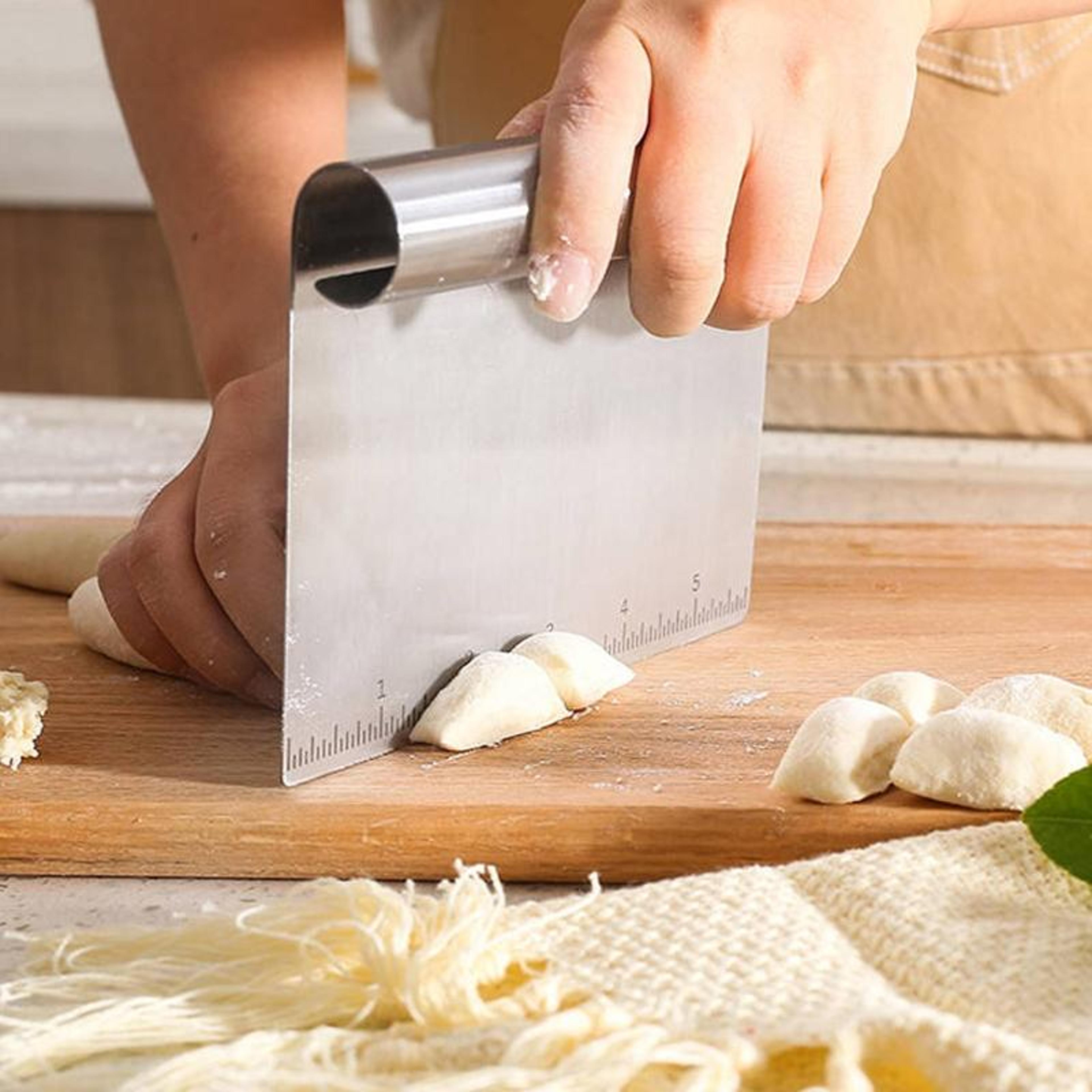 premium stainless steel kitchen dough & noodle scraper with scale