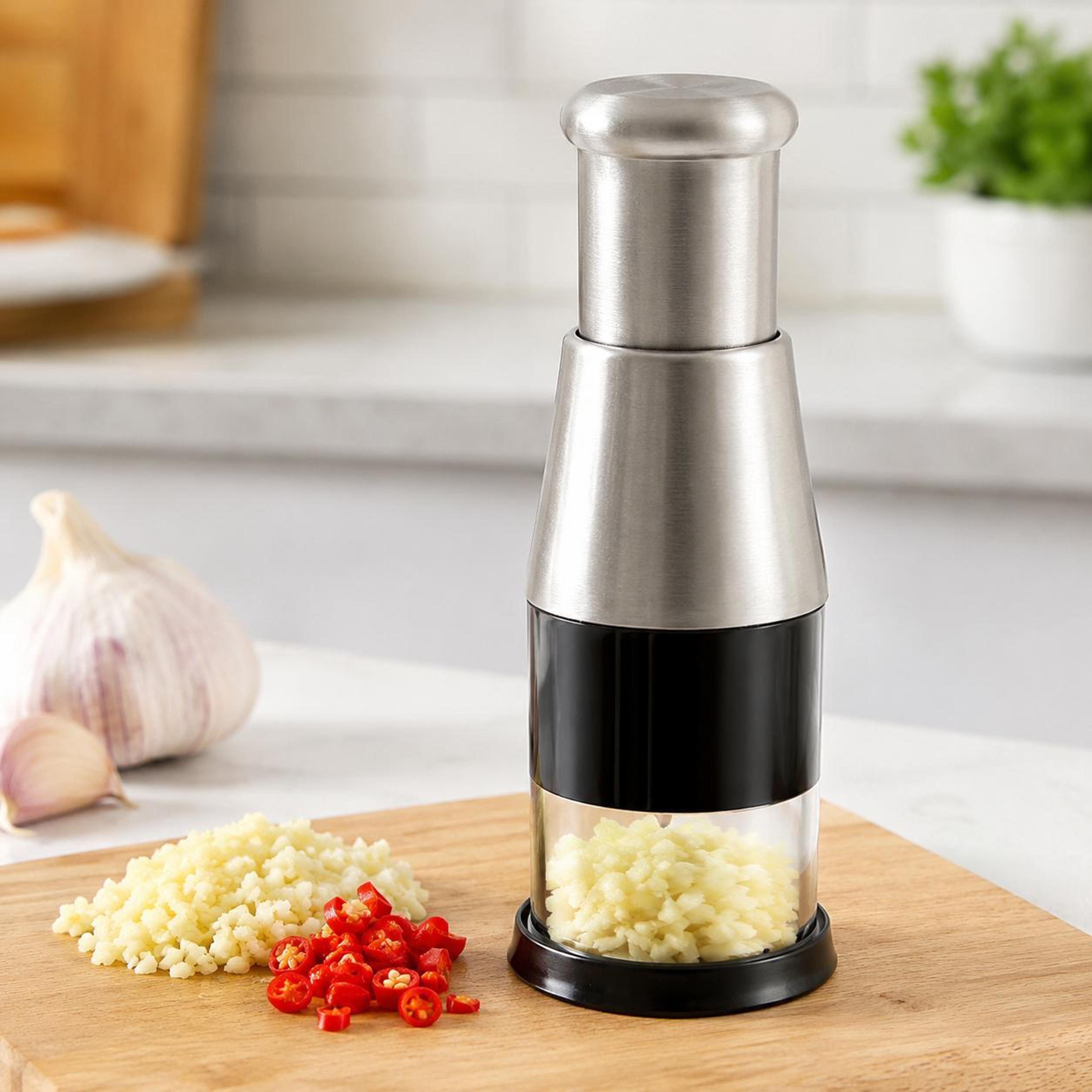 garlic & onion press cutter with ergonomic grip 304 stainless steel kitchen chopper