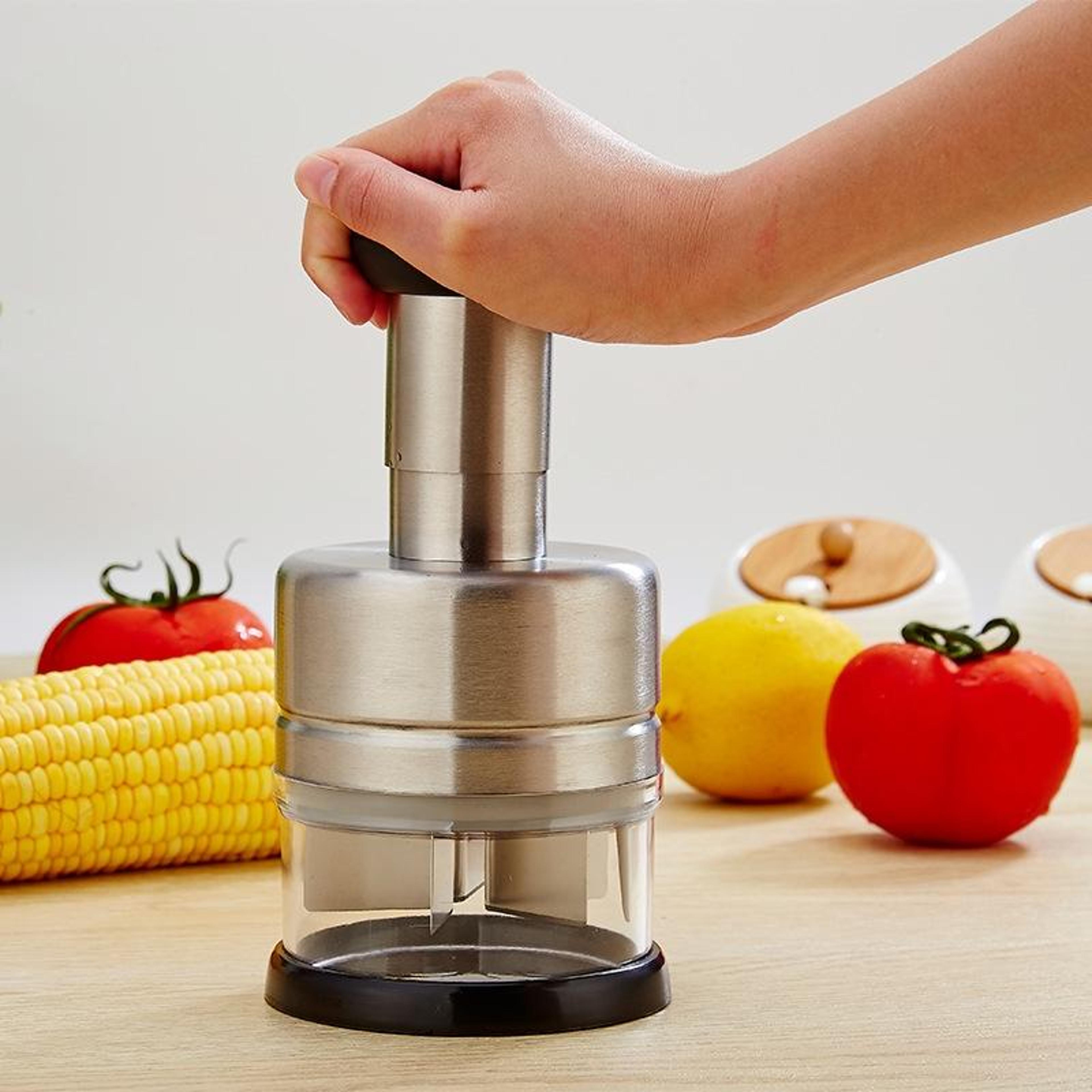 stainless steel vegetable cutter, onion press chopper & garlic press slicer
