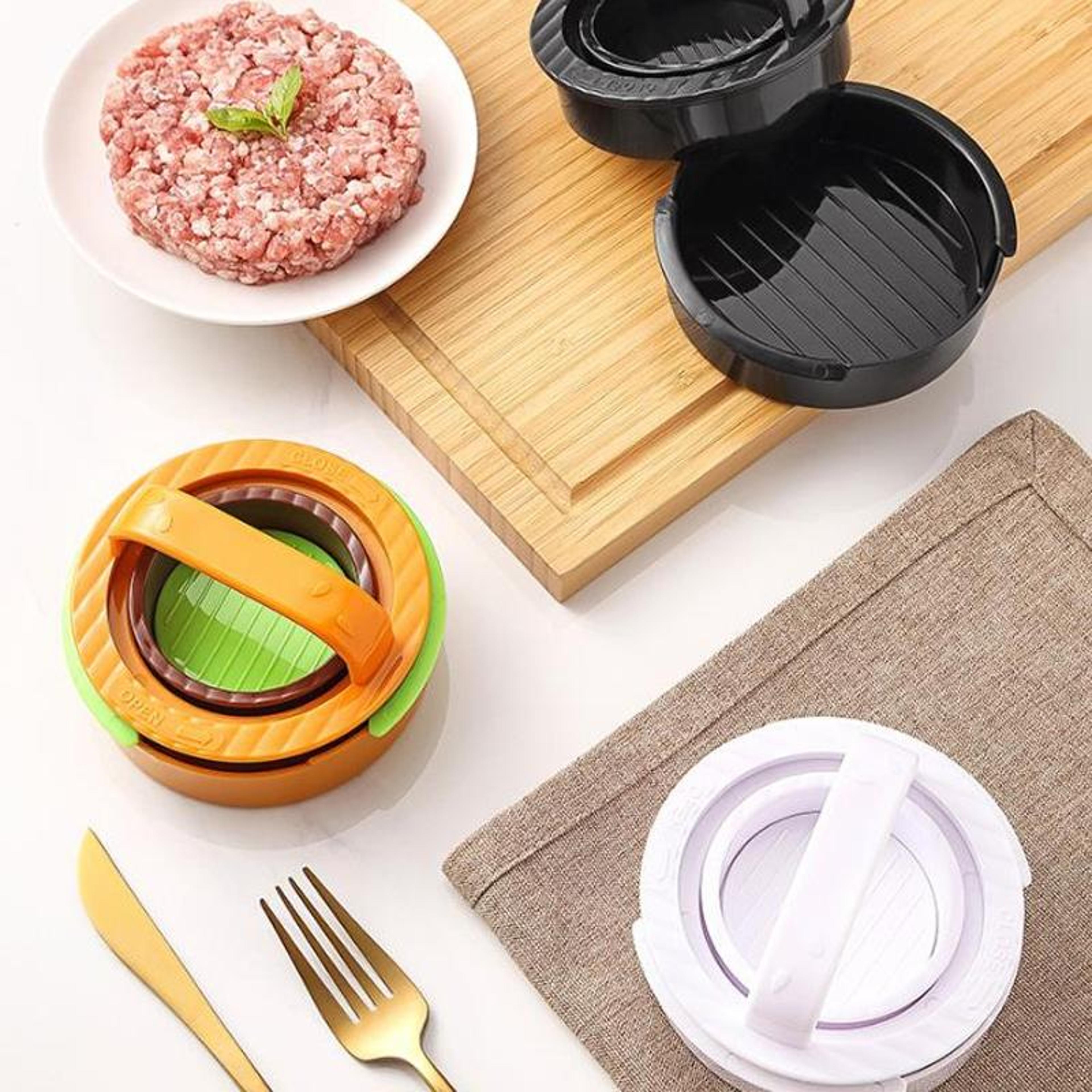 gourmet burger press kit with removable bottom space saving patty maker