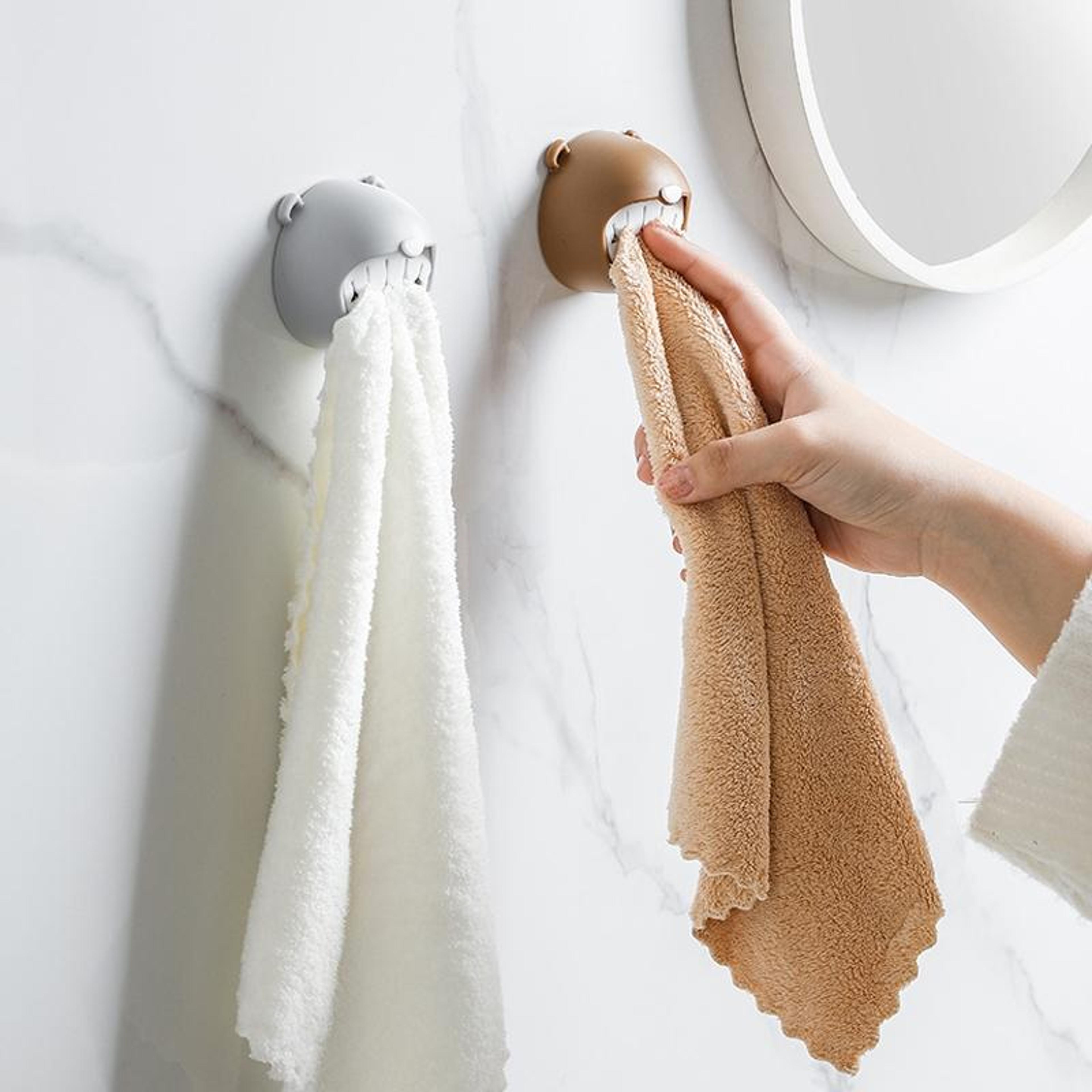 bear pvc wall mounted towel holder hook no nail bathroom & kitchen rack