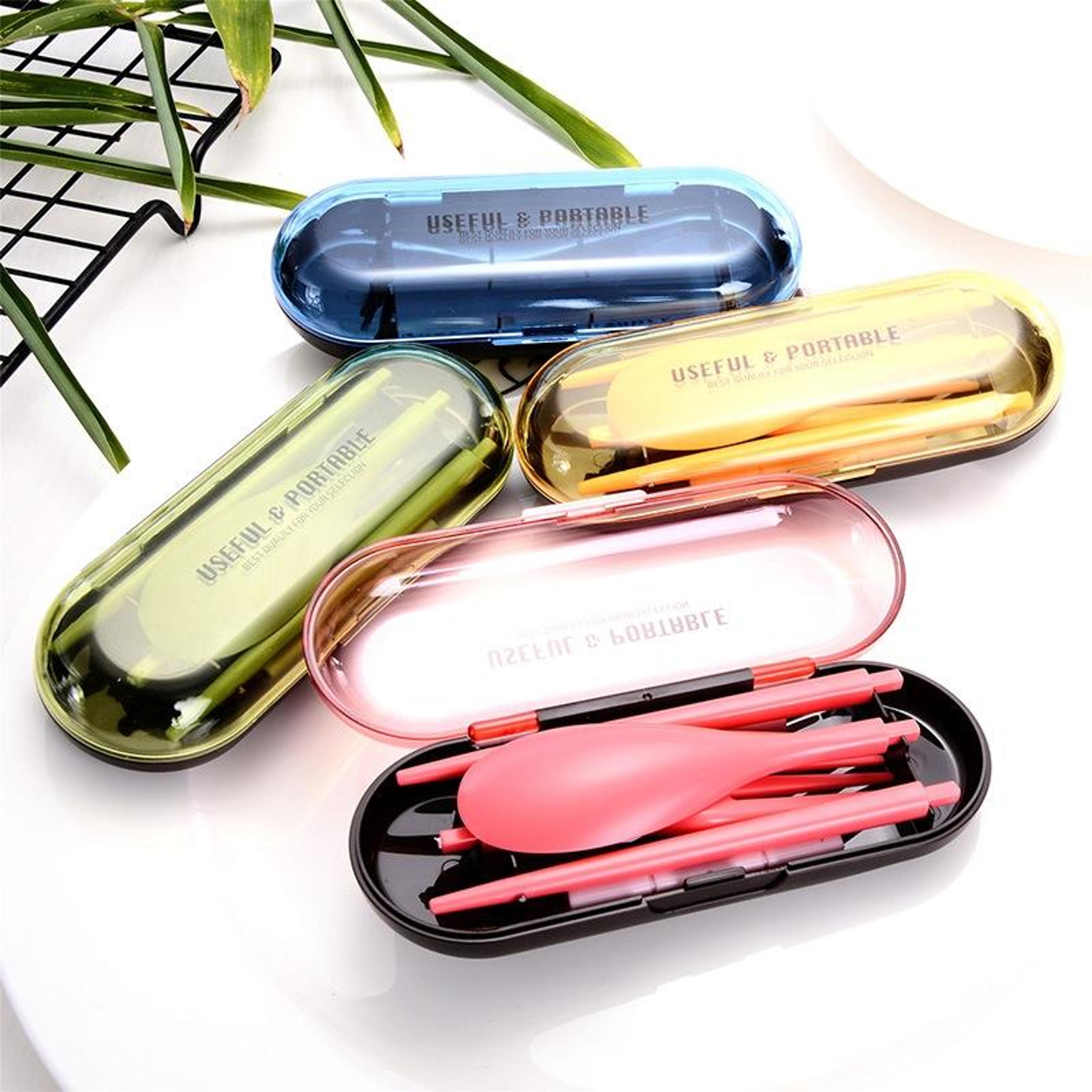 mini portable travel dinner set for kids & students candy color foldable tableware