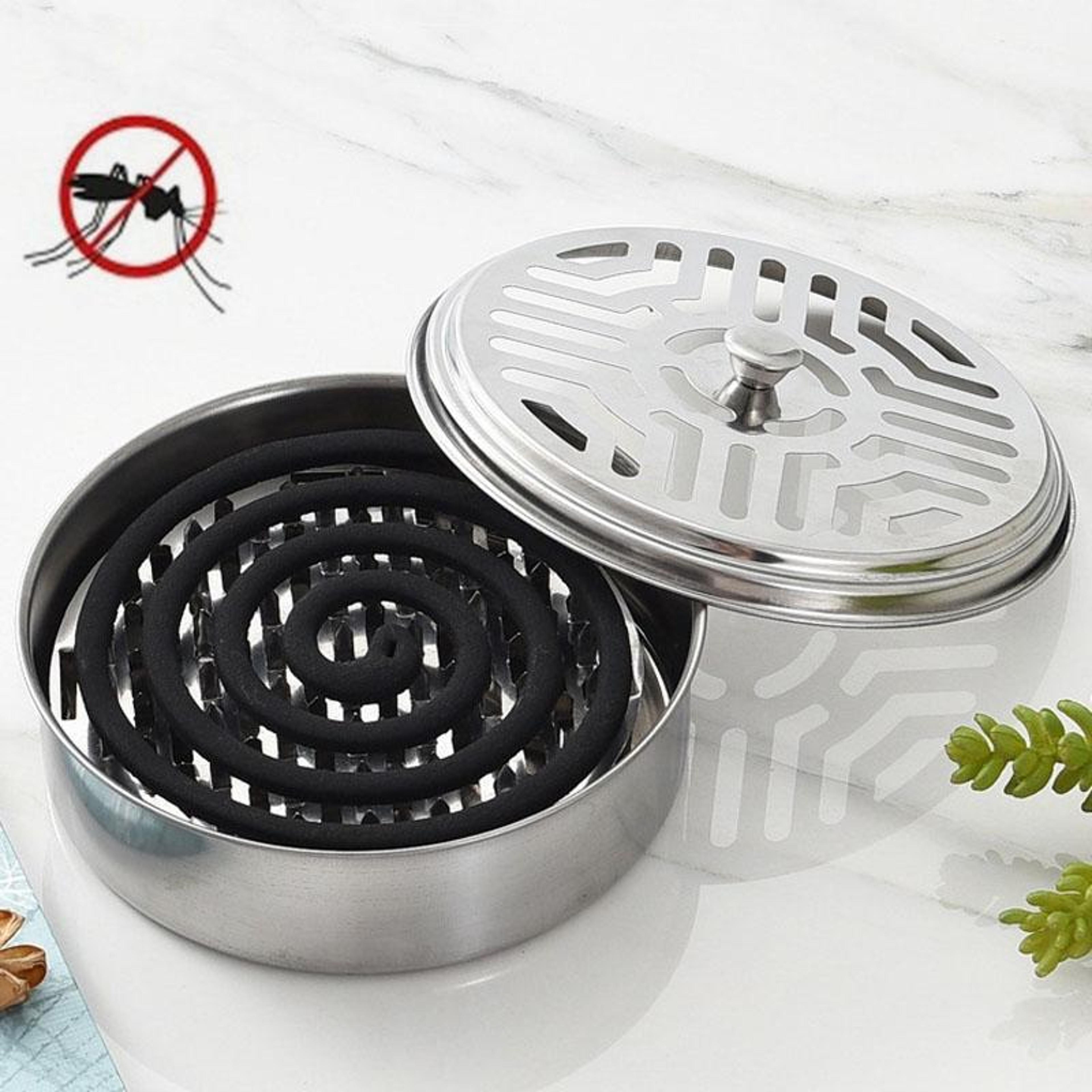 premium stainless steel mosquito coil holder & mosquito incense tray box fireproof household repellent