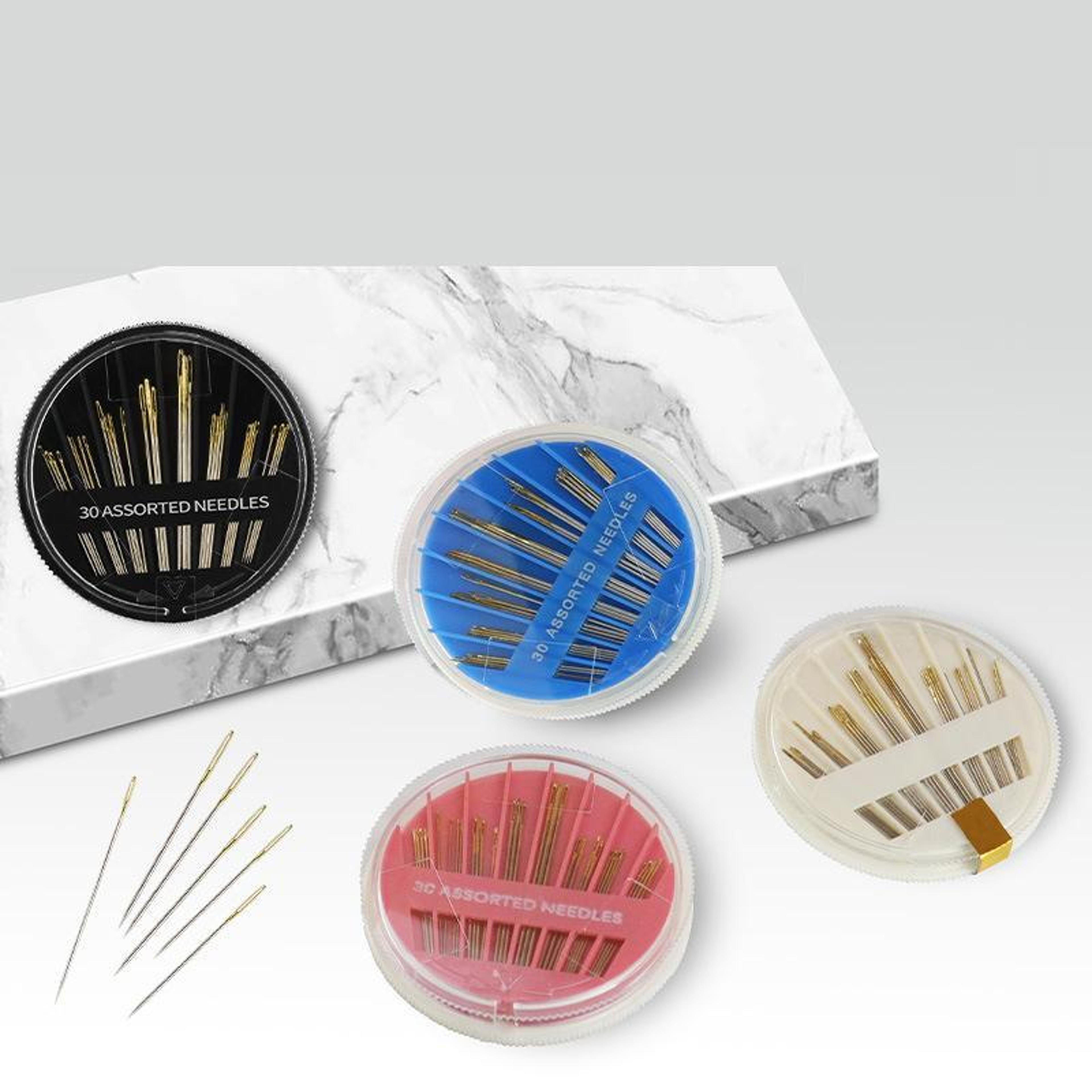 premium 30 in 1 hand sewing needle kit with rotating storage case easy everyday repairs