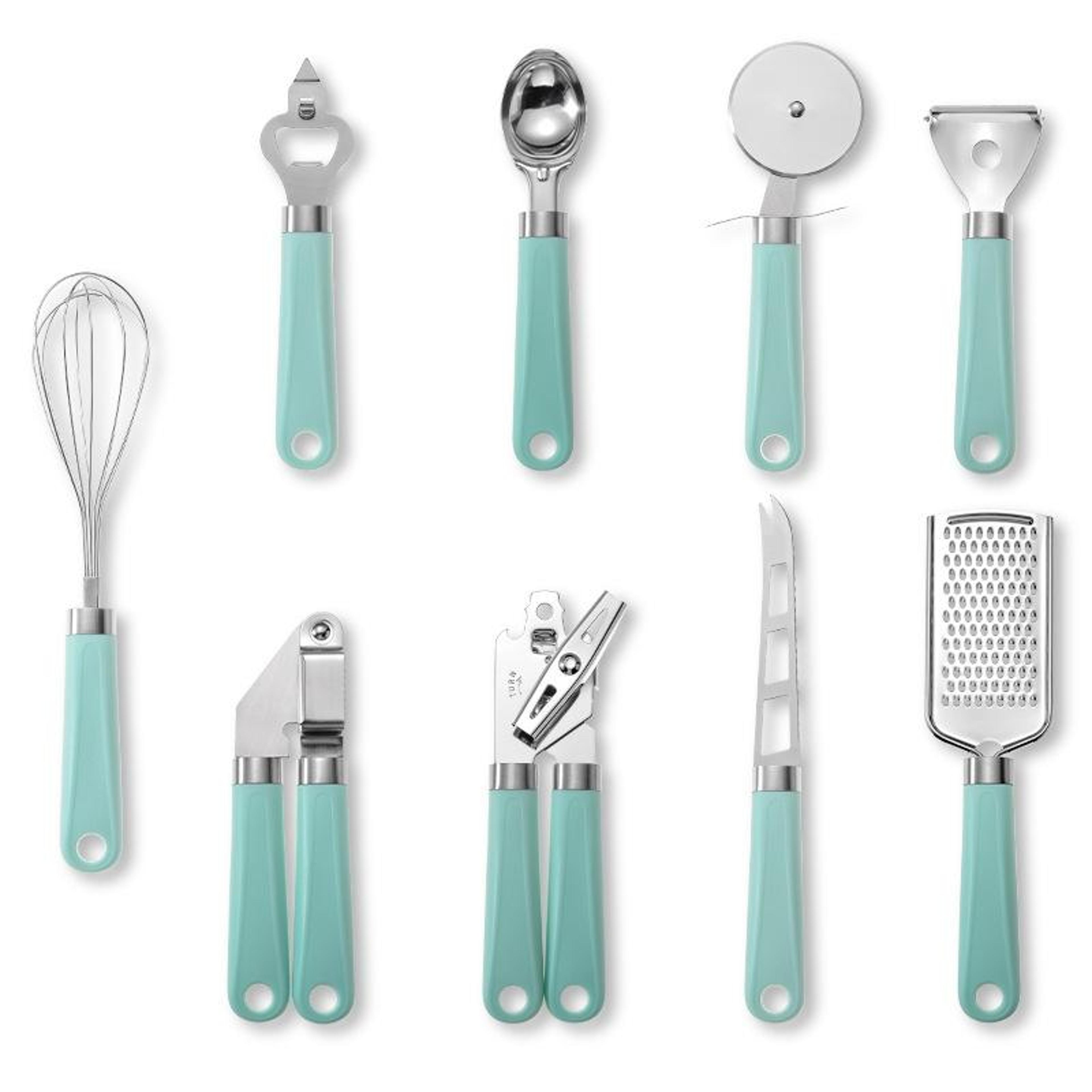 9 in 1 kitchen utensil set durable stainless steel kitchen tools set with plastic handle