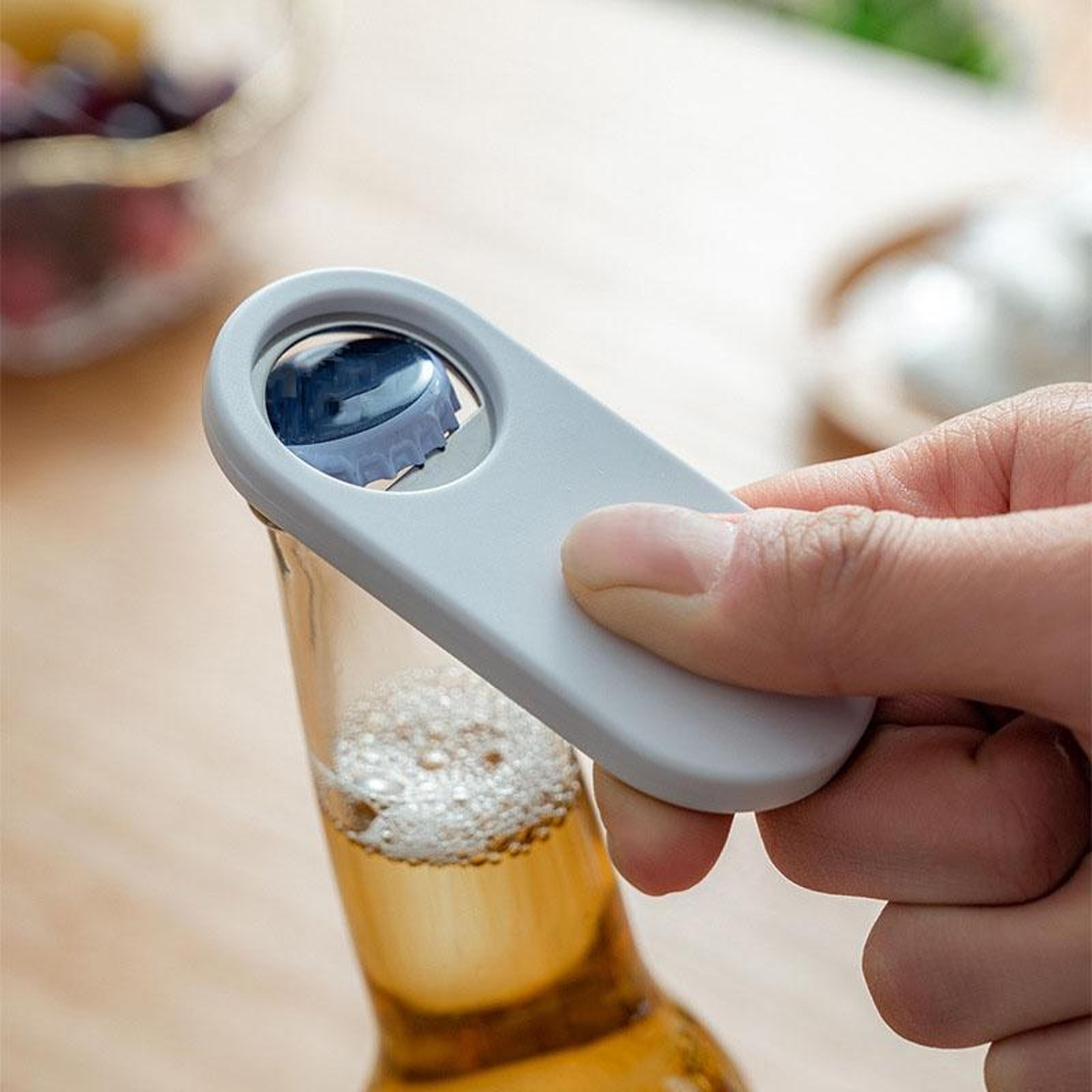 magnetic beer bottle opener with stainless steel cap lifter