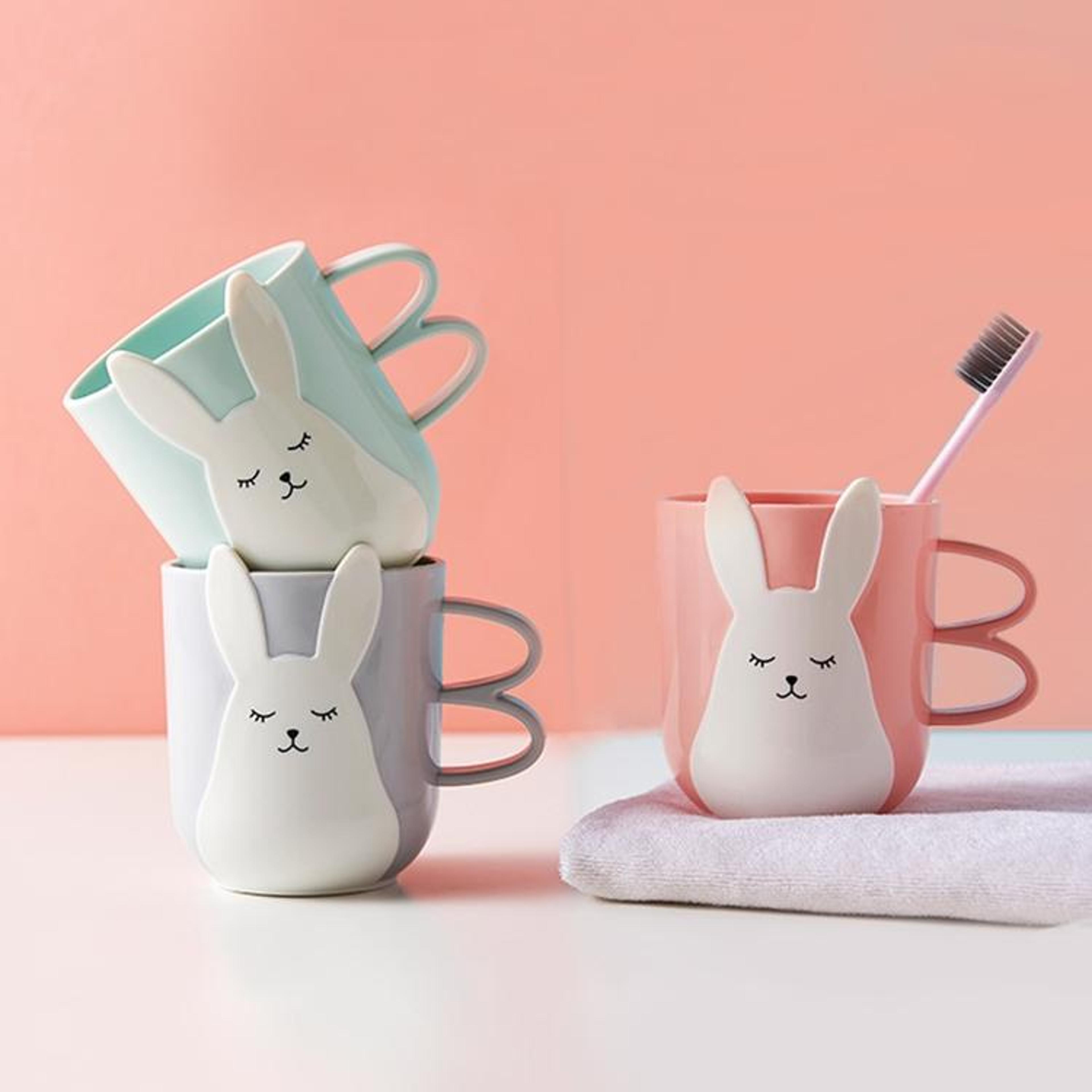 cute kids toothbrush cup with handle 450ml plastic mouthwash & bathroom rinse cup