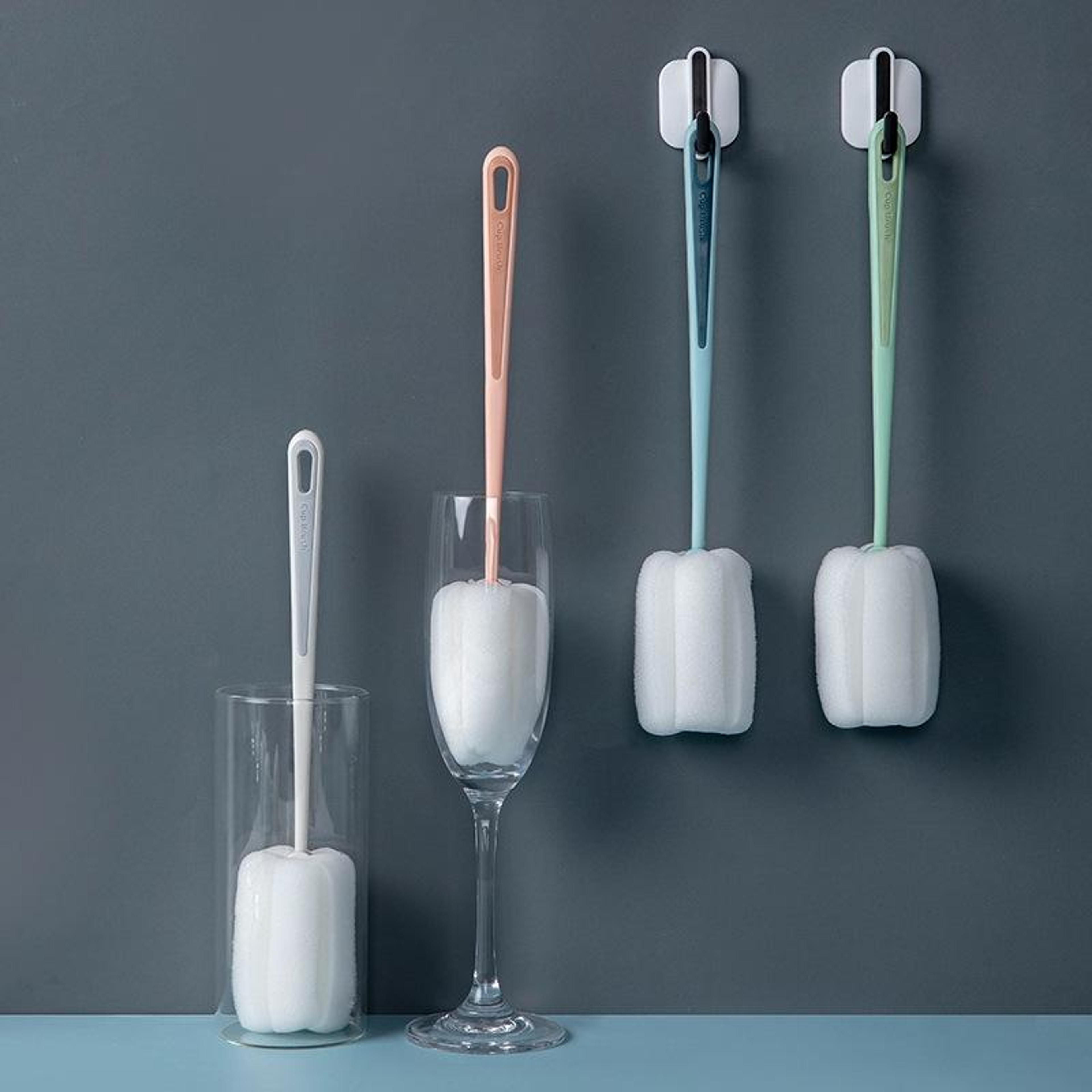 360° sponge baby bottle brush with long handle for bottles, cups & vacuum flasks
