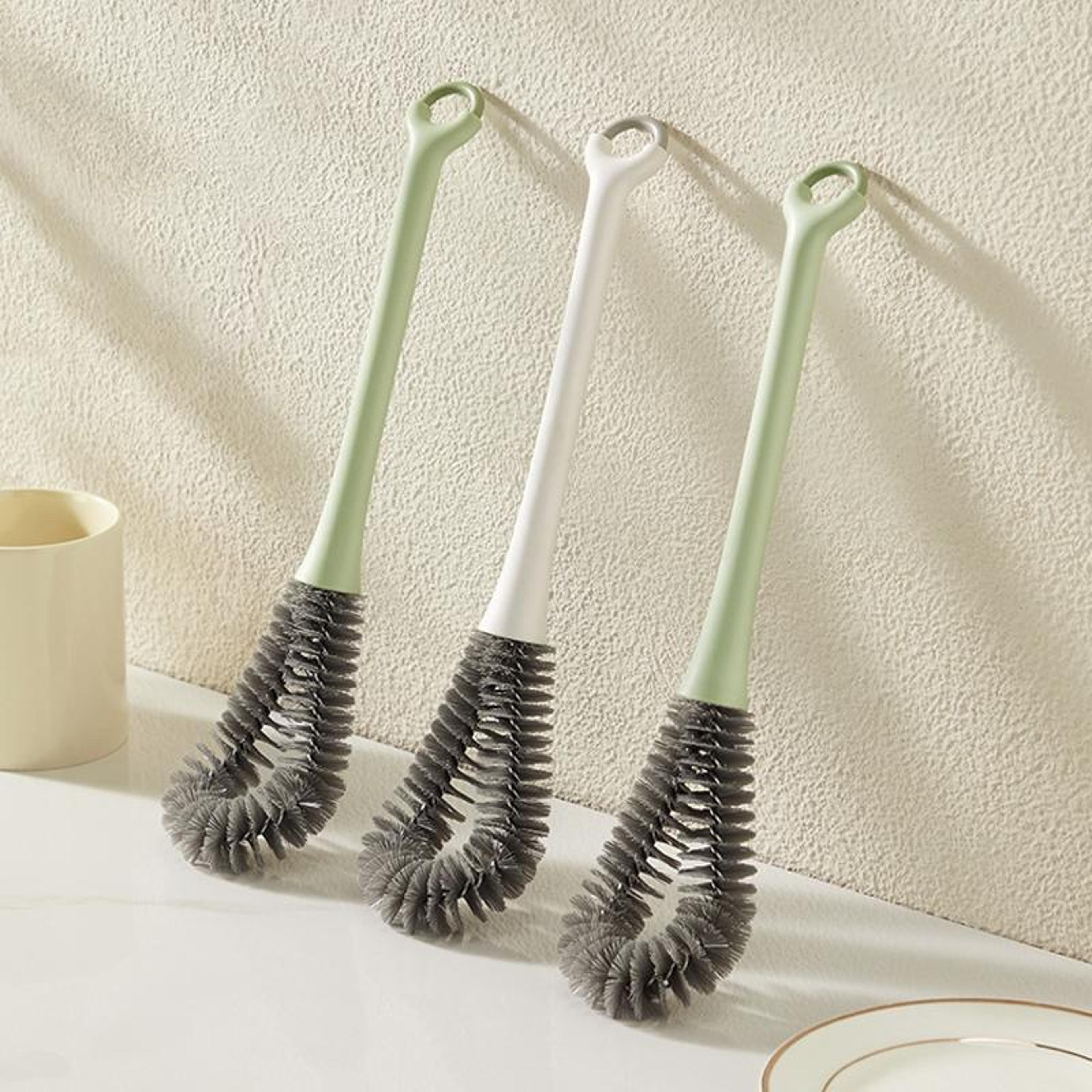 long handle bottle & cup cleaning brush with 360° spiral bristles