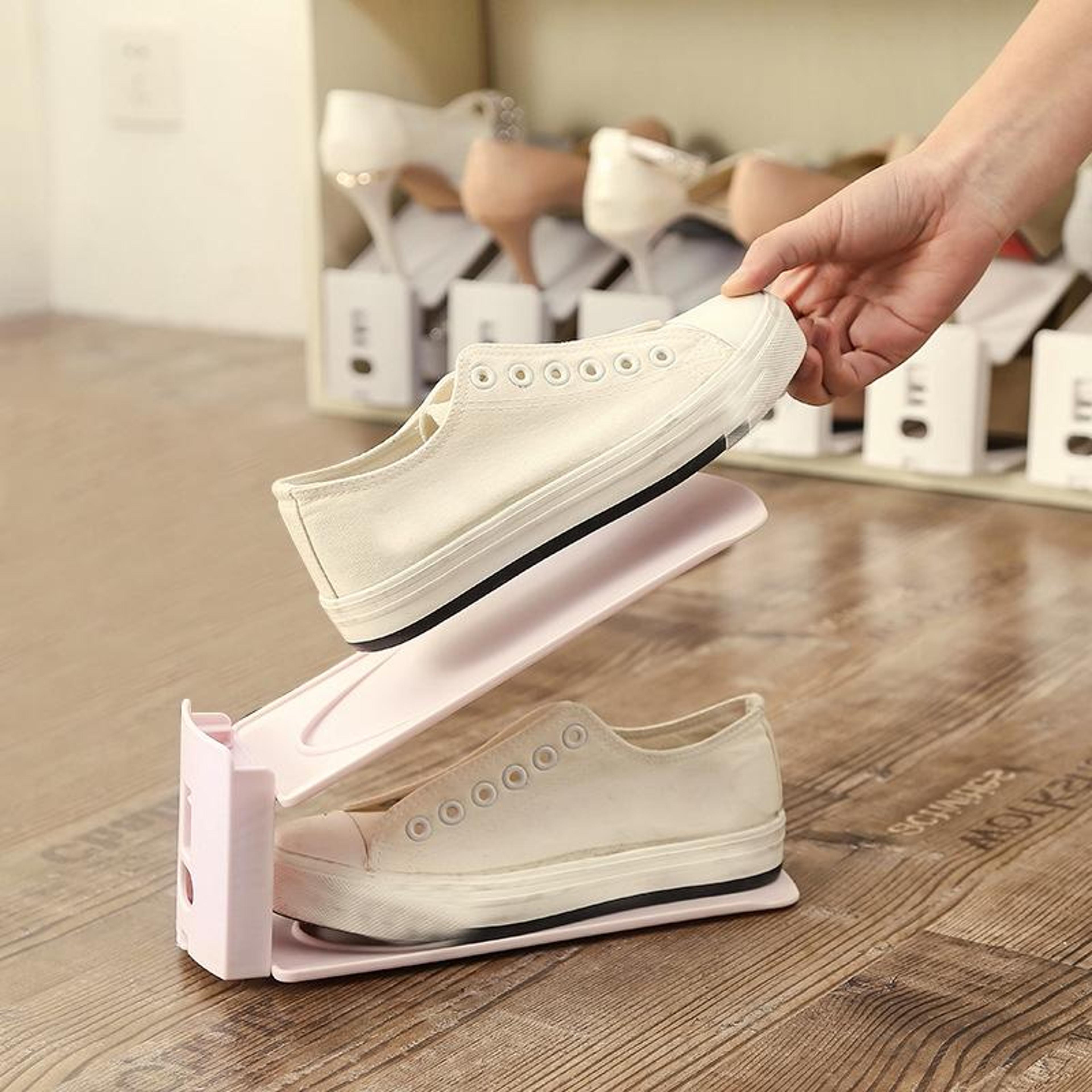 adjustable double layer shoe organizer space saving shoe storage rack
