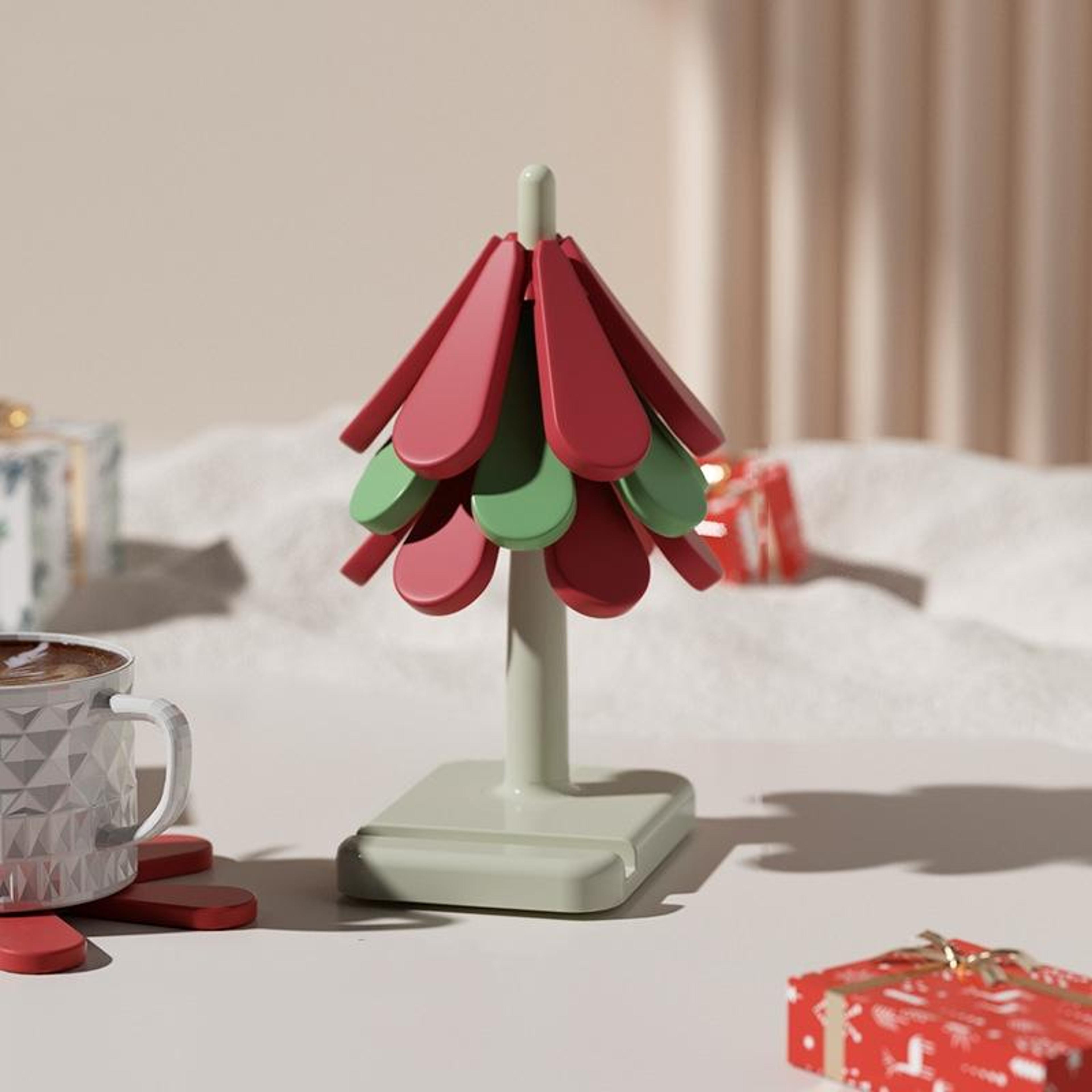 christmas tree silicone heat resistant trivet foldable insulated placemat & pot holder