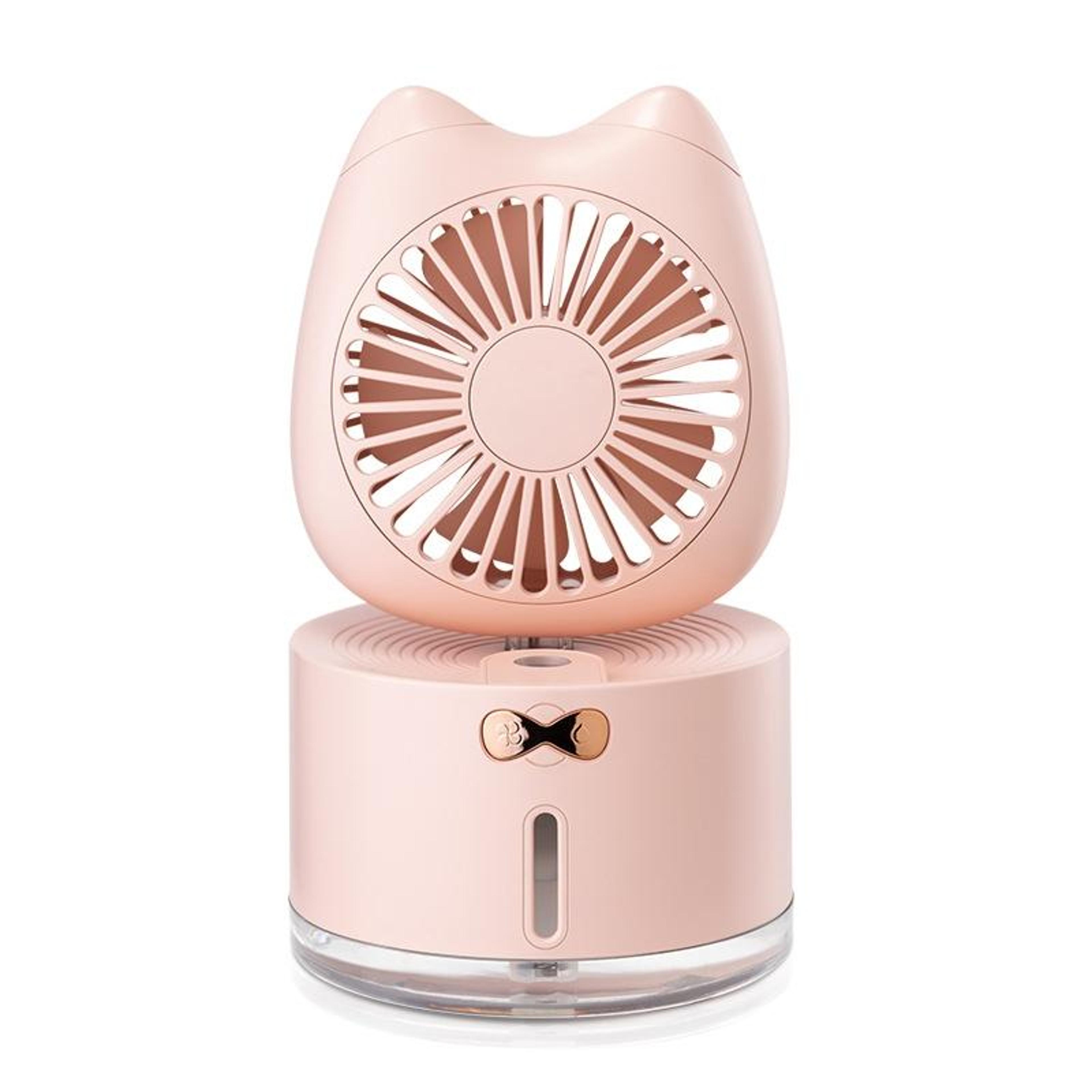 cute cat portable humidifier fan with rechargeable desk cooling system