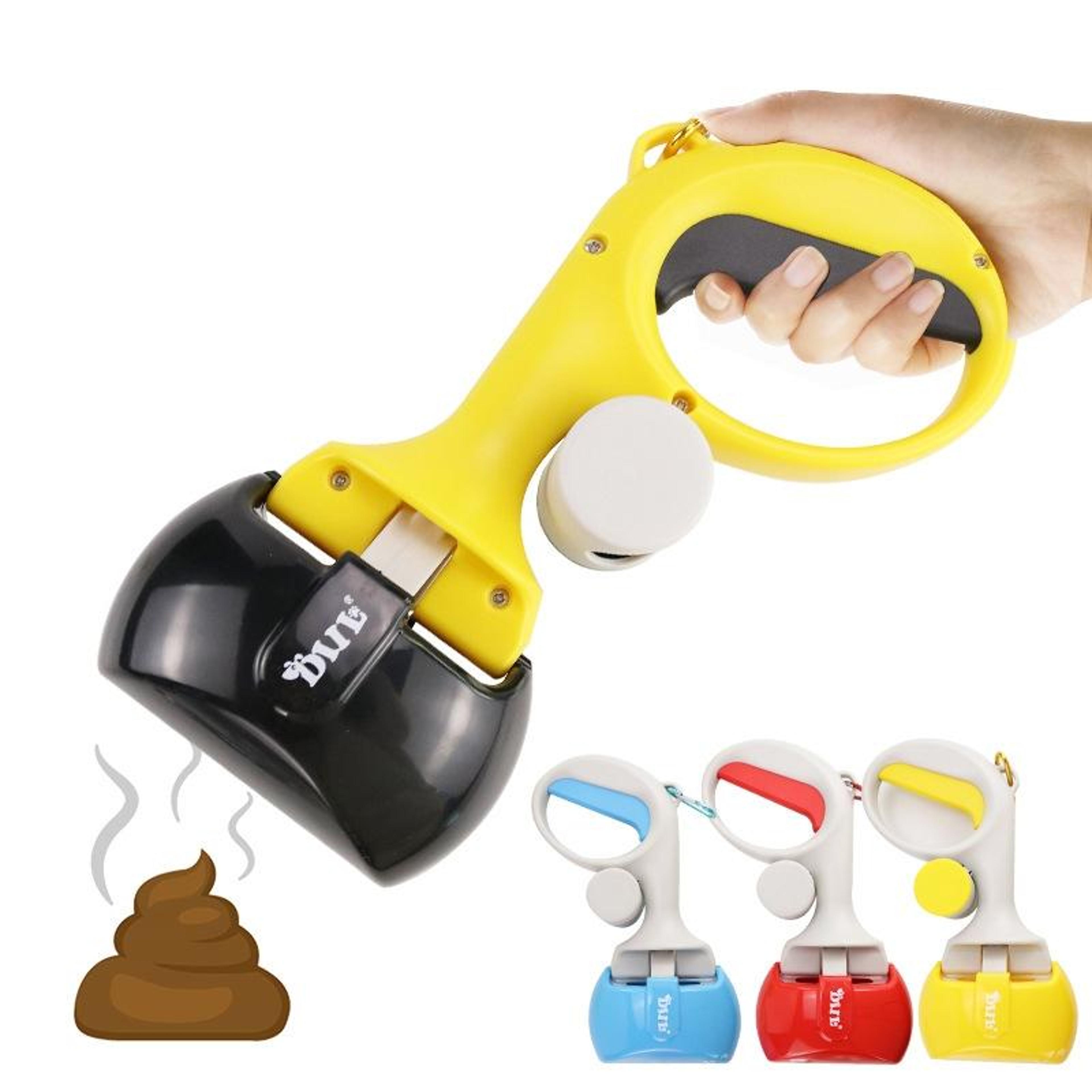 portable pet poop scooper with built in waste bag dispenser for dogs & cats