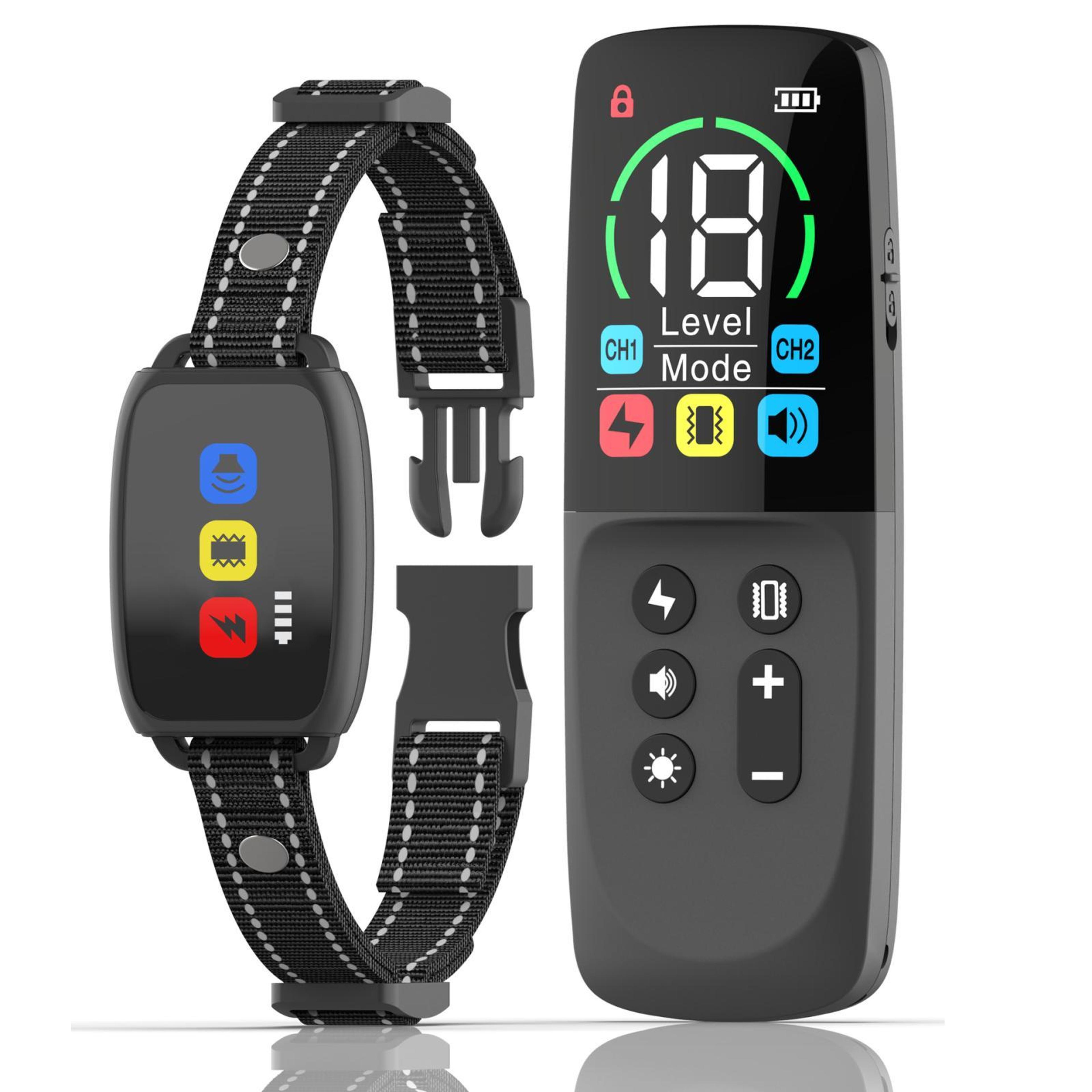 smart color display remote dog training collar with waterproof anti bark control