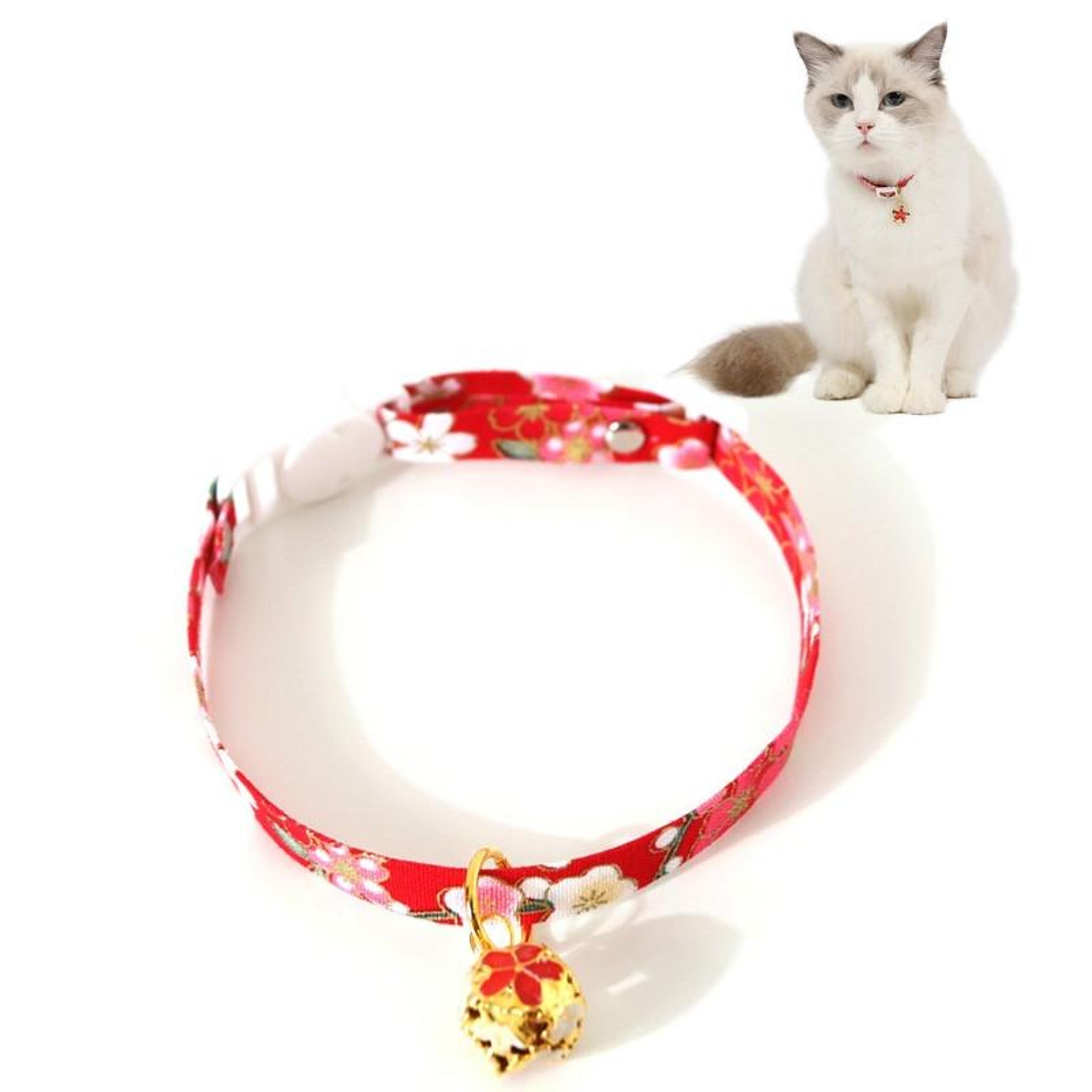 flower bell adjustable pet collar for cats & dogs soft nylon cat collar with safety buckle