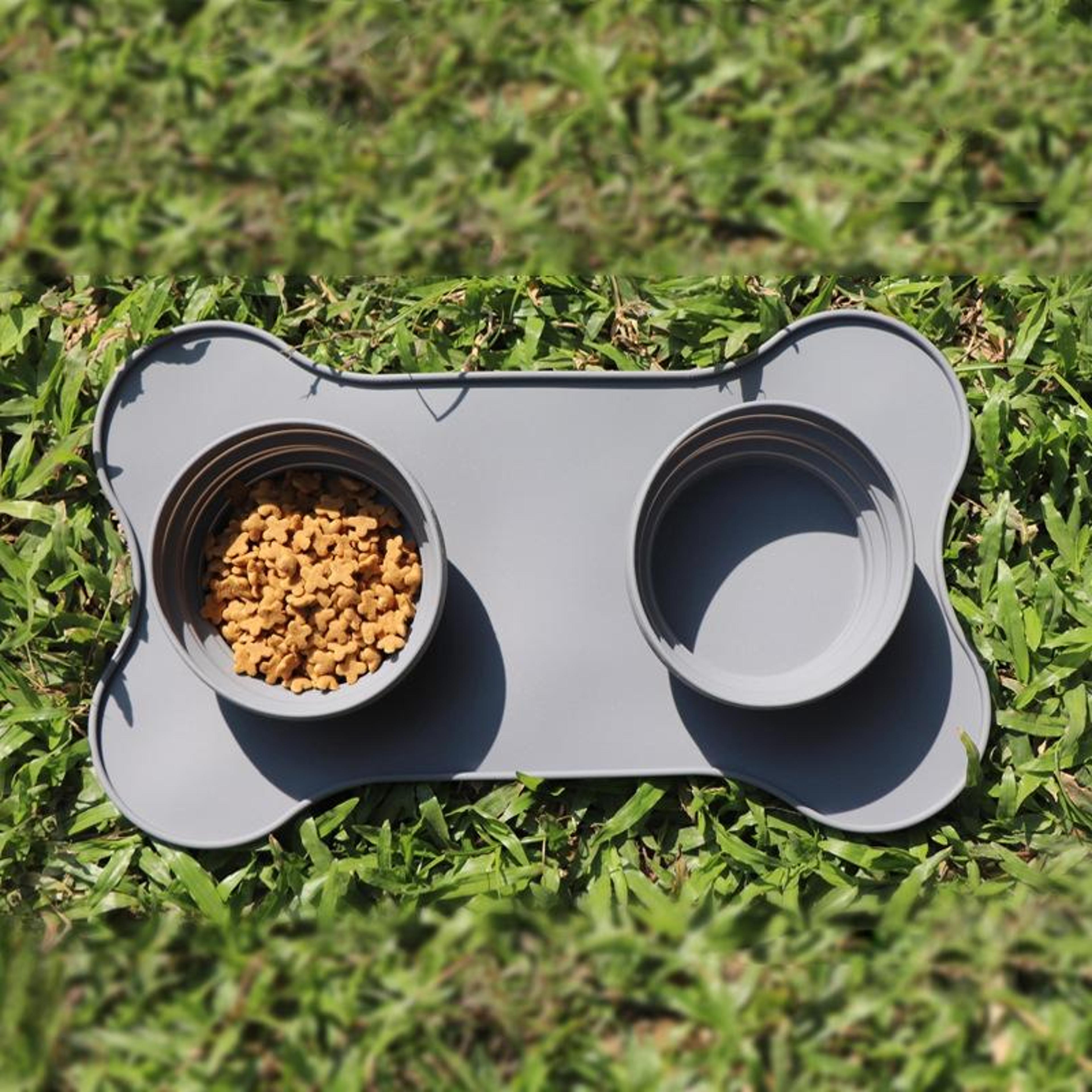 travelbuddy collapsible pet travel bowl & feeding mat portable silicone dog bowl for pets